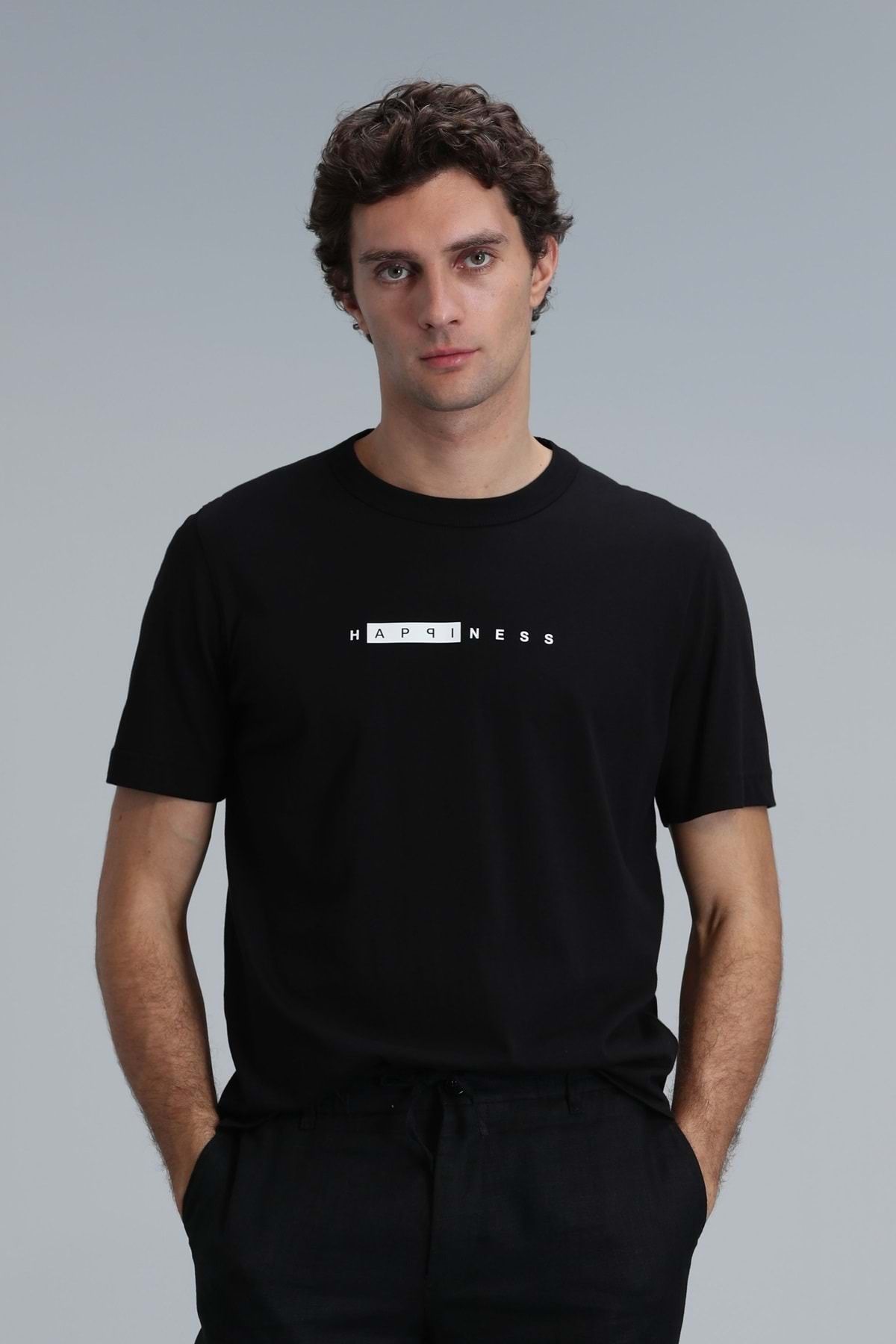 Lufian 111020206 Kane Modern Grafik T- Shirt Erkek T-Shirt SİYAH
