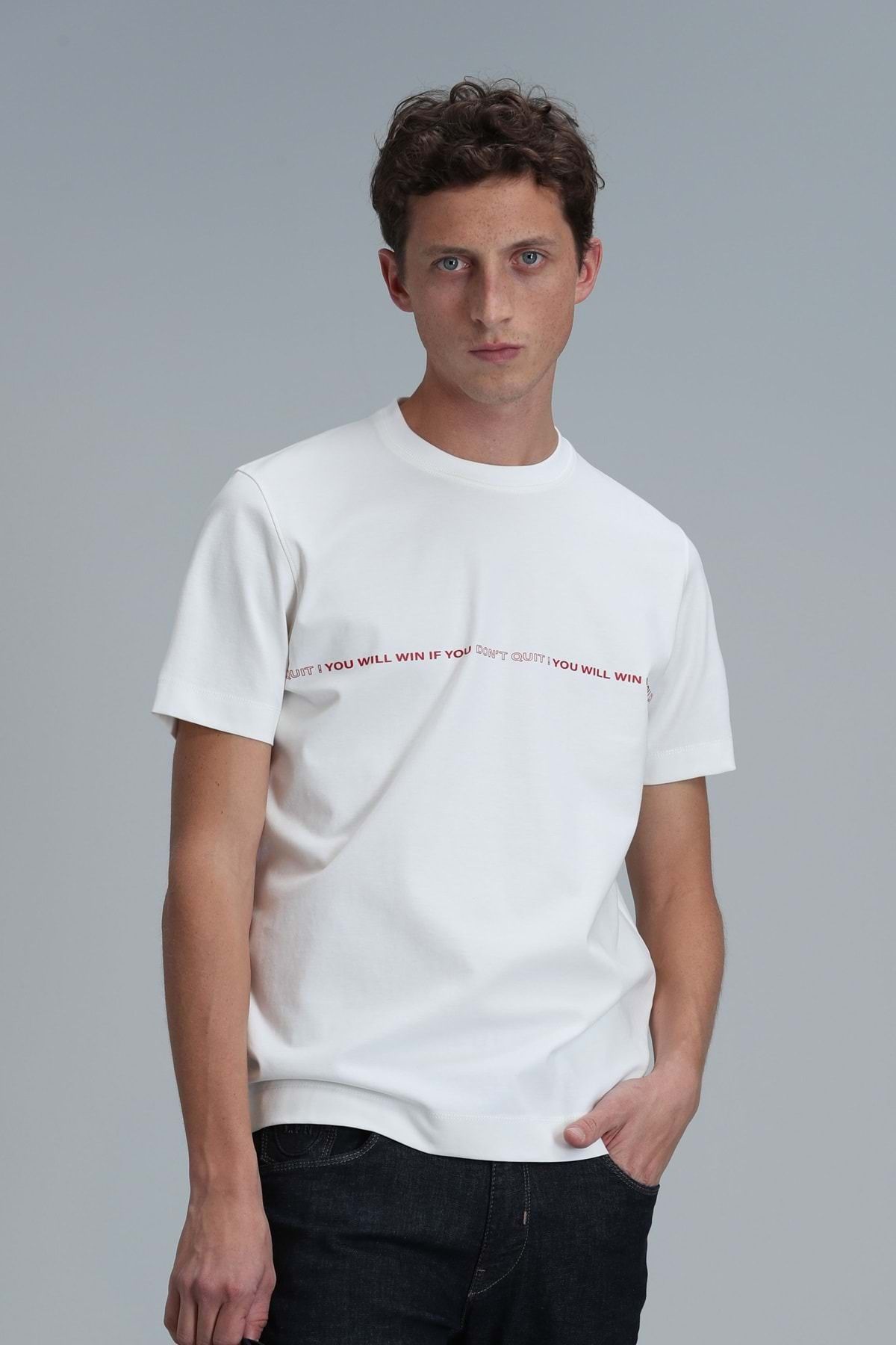 Lufian 111020211 Carlos Modern Grafik T- Shirt Erkek Tişort BEYAZ