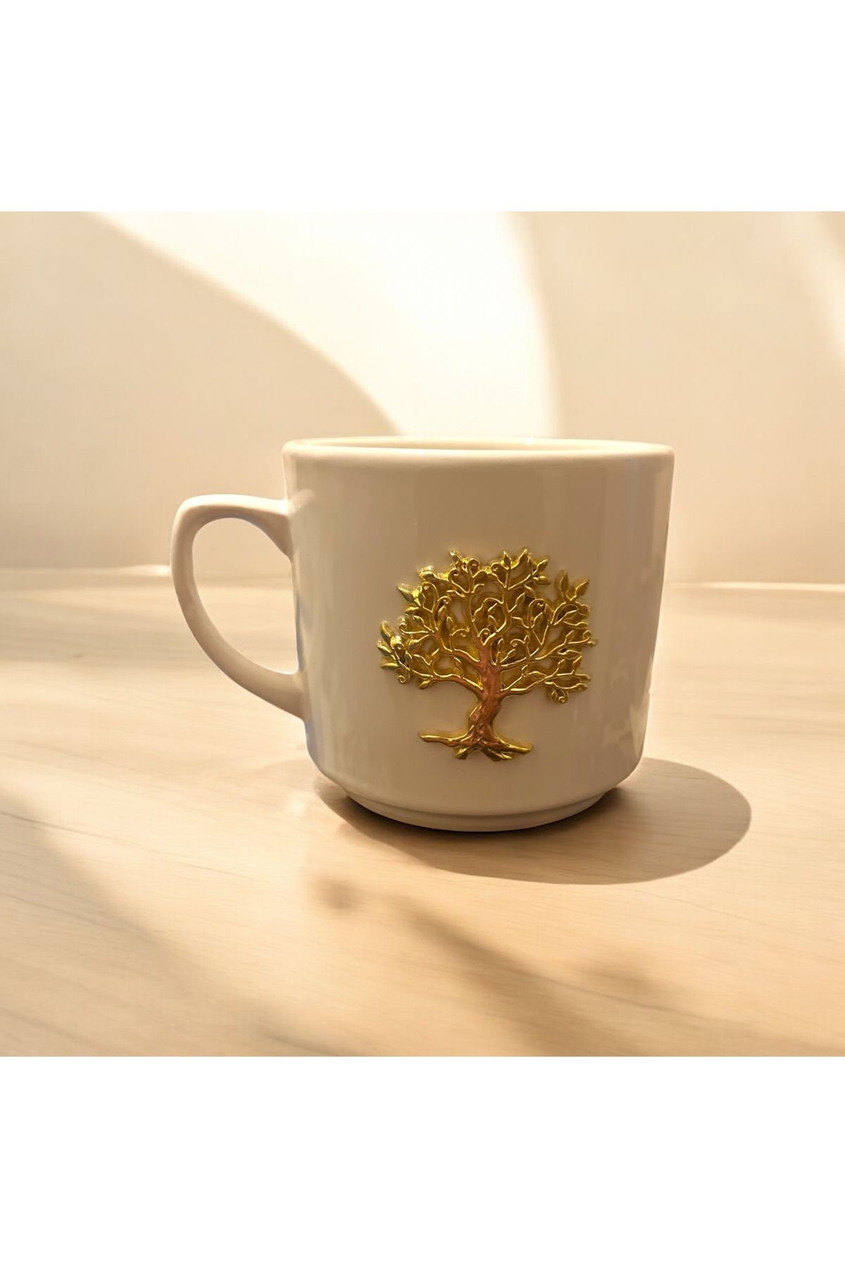 Giftorium Group Altın Metal Hayat Ağacı Kupa Bardak Mug 200 Ml
