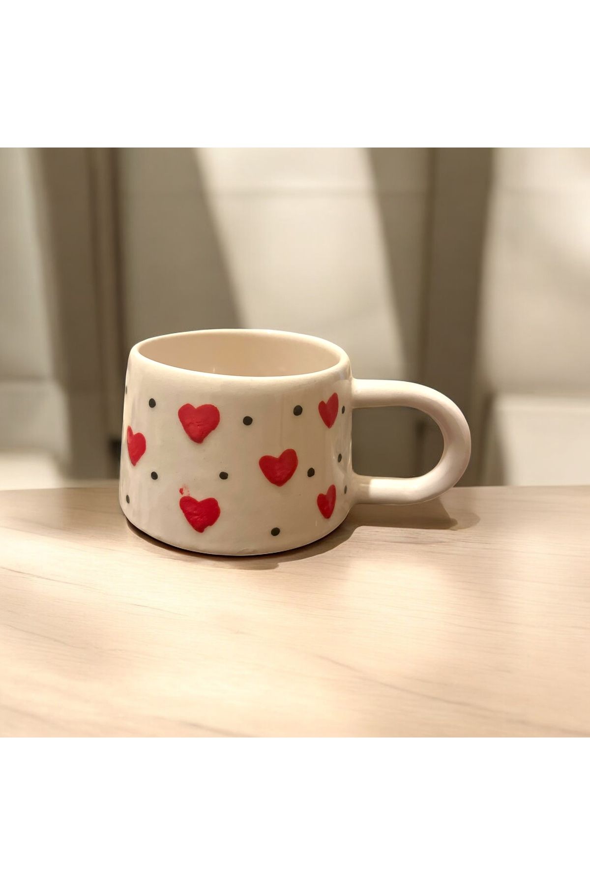 Giftorium Group Kırmızı Kalpli Kazan Kupa Bardak Mug 200 Ml