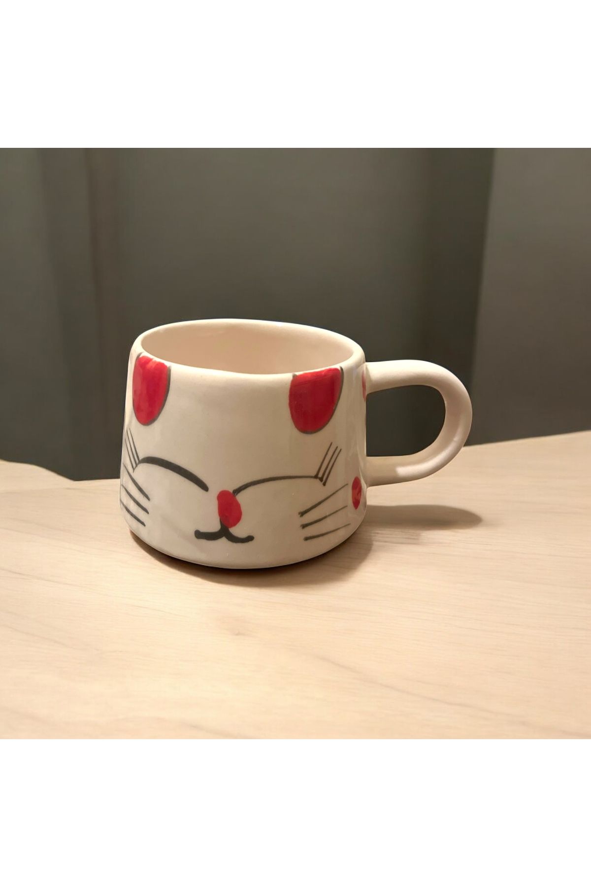 Giftorium Group Kırmızı Kulak Kedi Kupa Bardak Mug 200 Ml