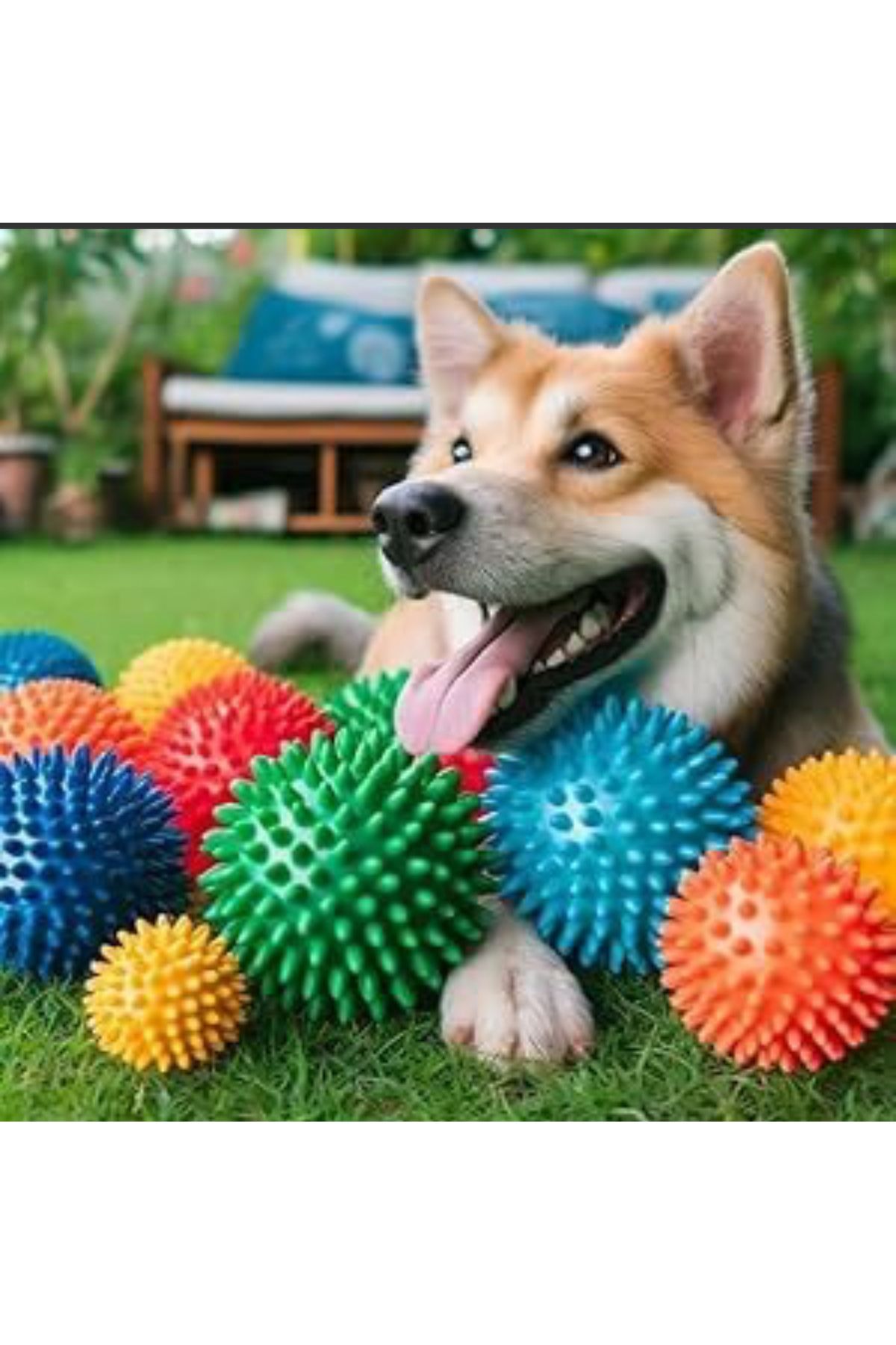 Hombak Renkli Kedi Köpek Isırma Topu Dikenli Top Tasarımı Ile Diş Kaşımaya Yardımcı 7.5 cm