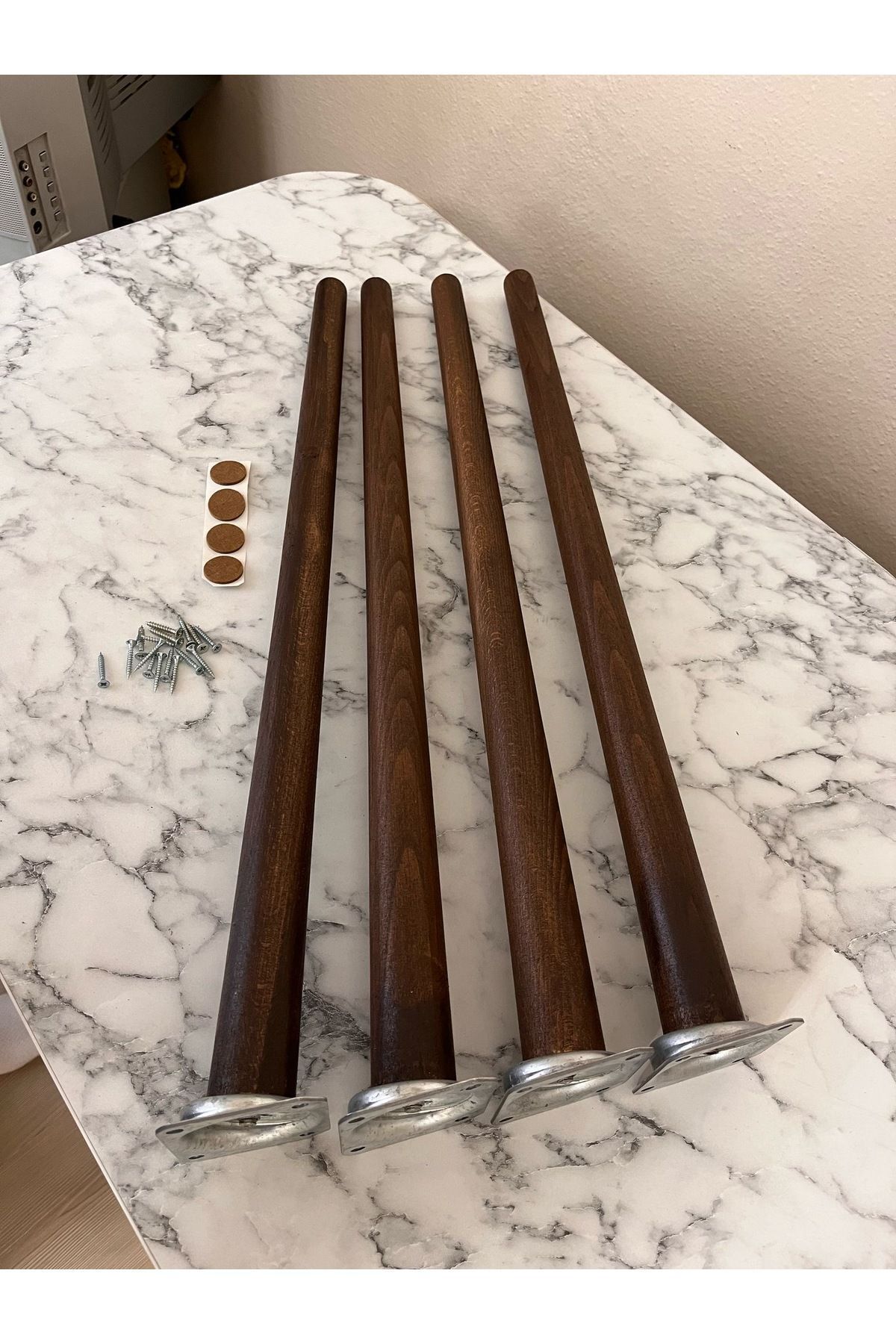 HAMADEX 60cm Koyu Meşe, Konik Ayak Ahşap Masa , Sandalye, Sehpa Ayağı 4adet (APARATLAR DAHİL)