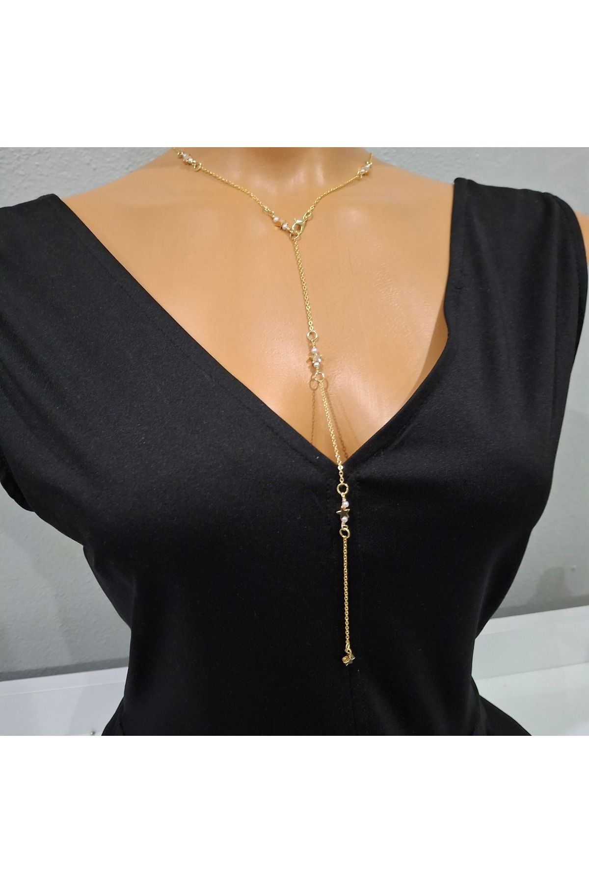 Tasarım SERİN AKSESUAR GOLD YILDIZ VE İNCİ Y KOLYE