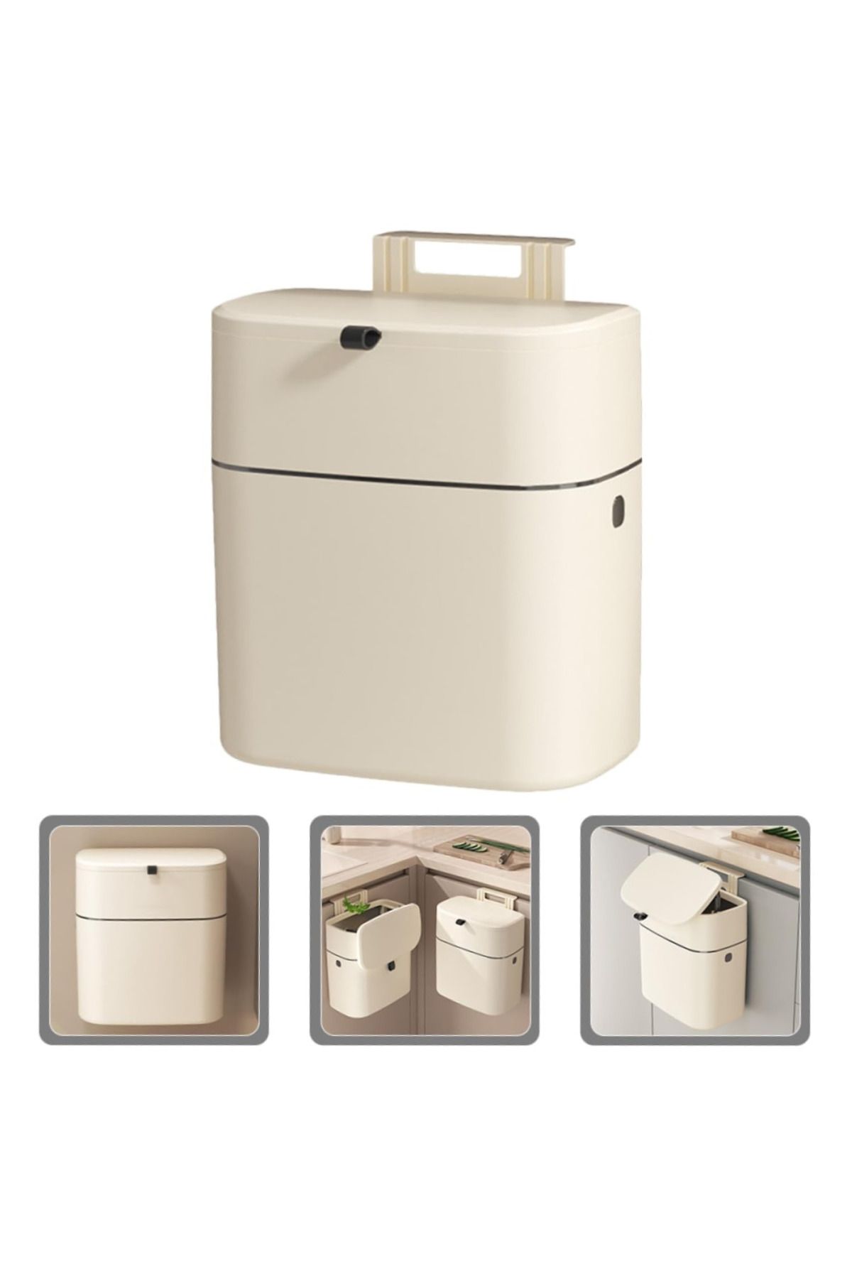 ABYZ-Hanging Trash Can, self-adhesive mount, with 2 ways to open the lid 3