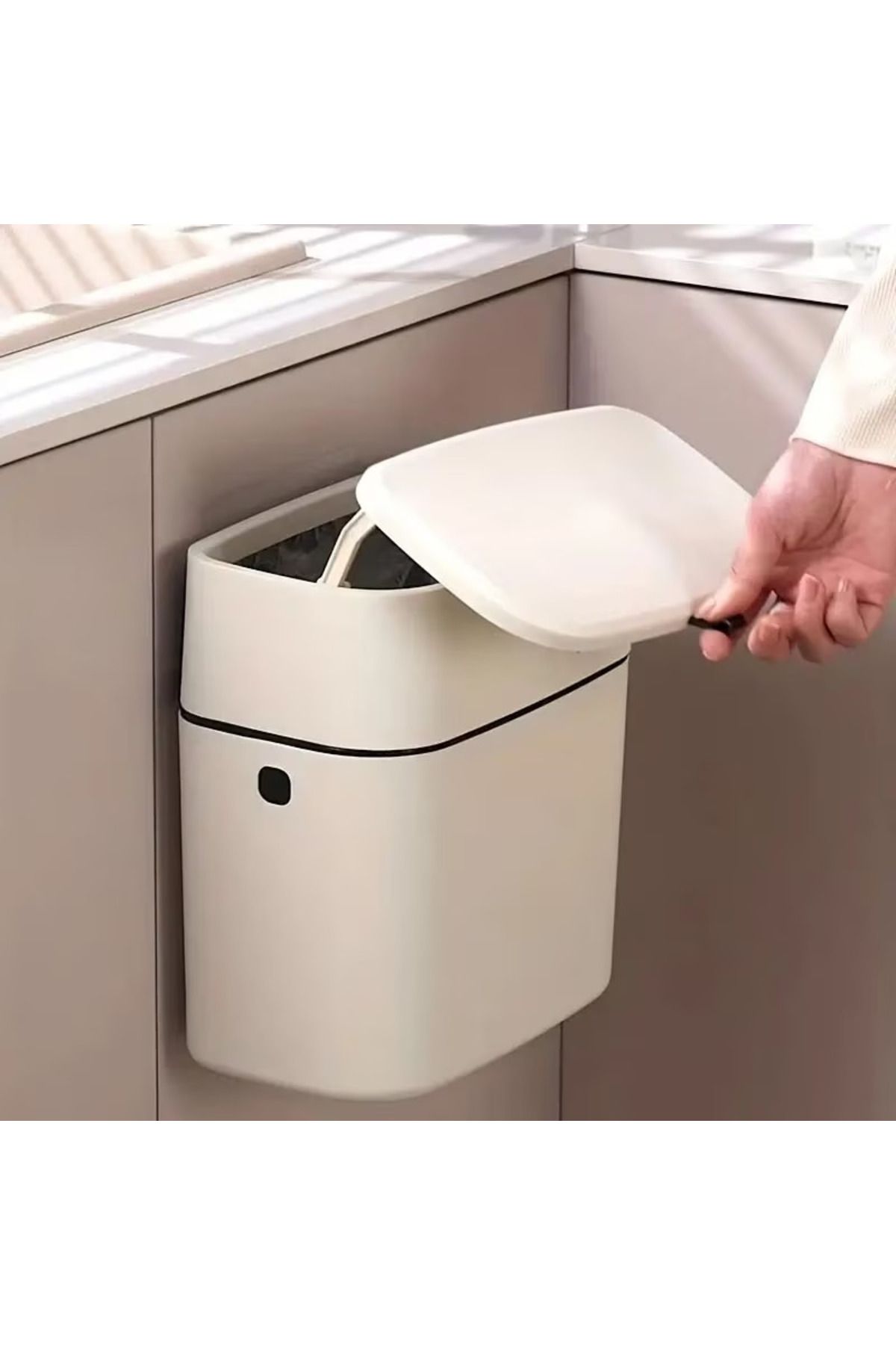 ABYZ-Hanging Trash Can, self-adhesive mount, with 2 ways to open the lid 7