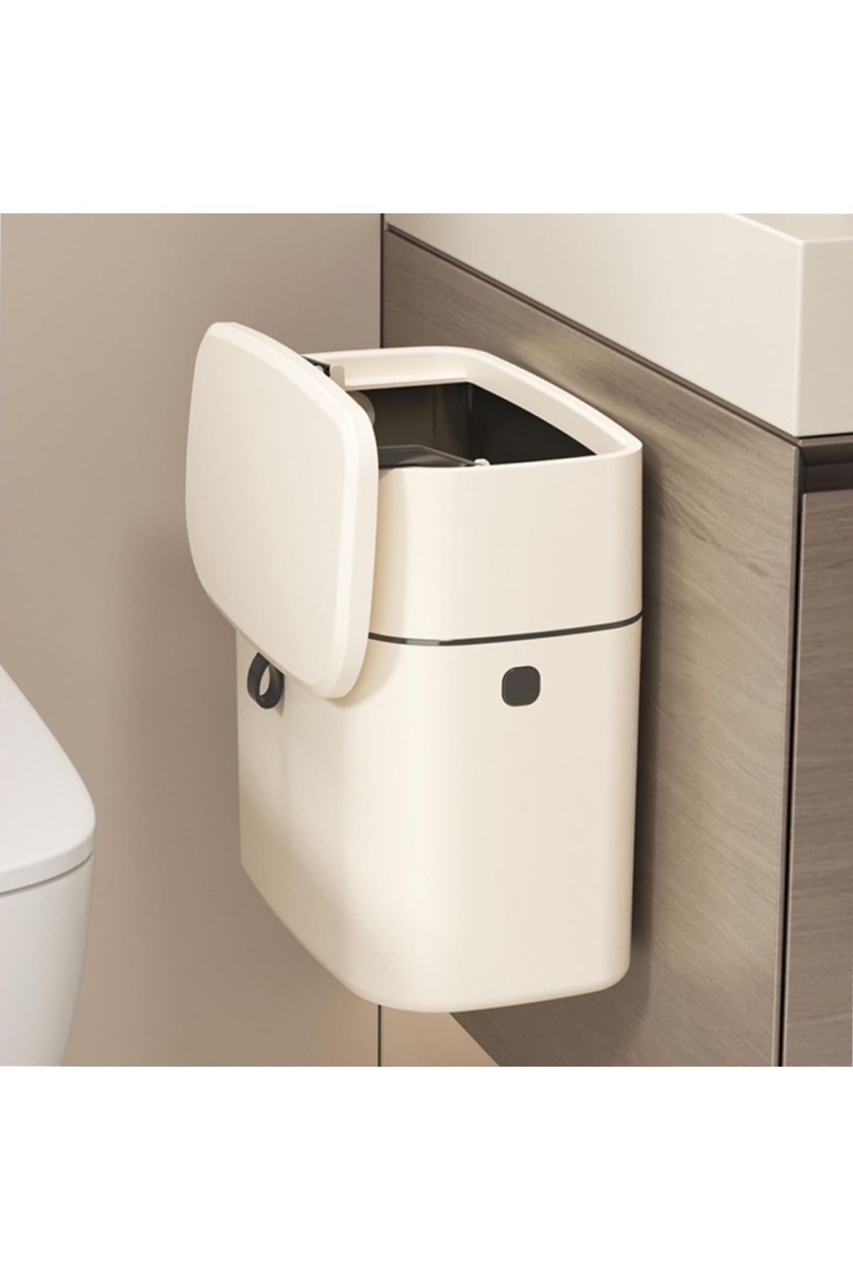 ABYZ-Hanging Trash Can, self-adhesive mount, with 2 ways to open the lid 2