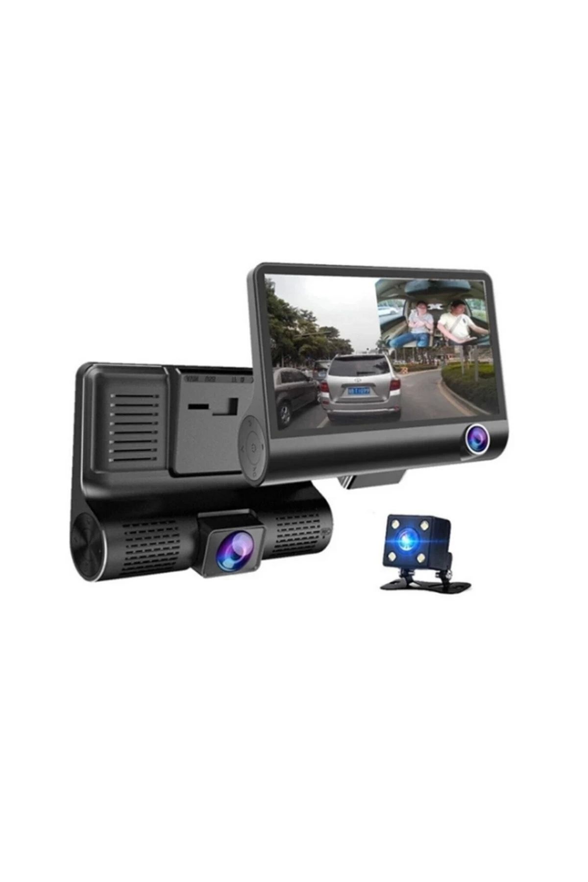 STOREMAX Araç Içi Kamera Gece Görüşlü 3 Kameralı 4 Inç 1080p Yol Kayıt Kamerası Geri Vites