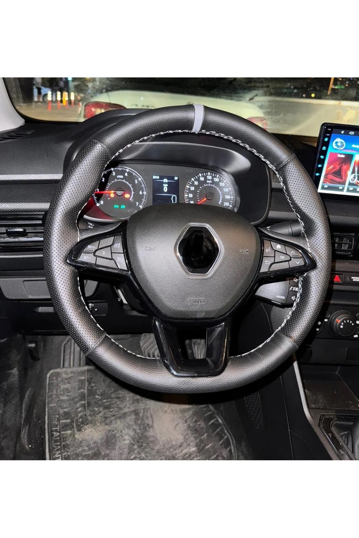 DİKİŞLİ DİREKSİYON KILIFI NOKTALI DAMARLI GRİ YÜZÜK GRİ DİKİŞ RENAULT TALİANT İÇİN