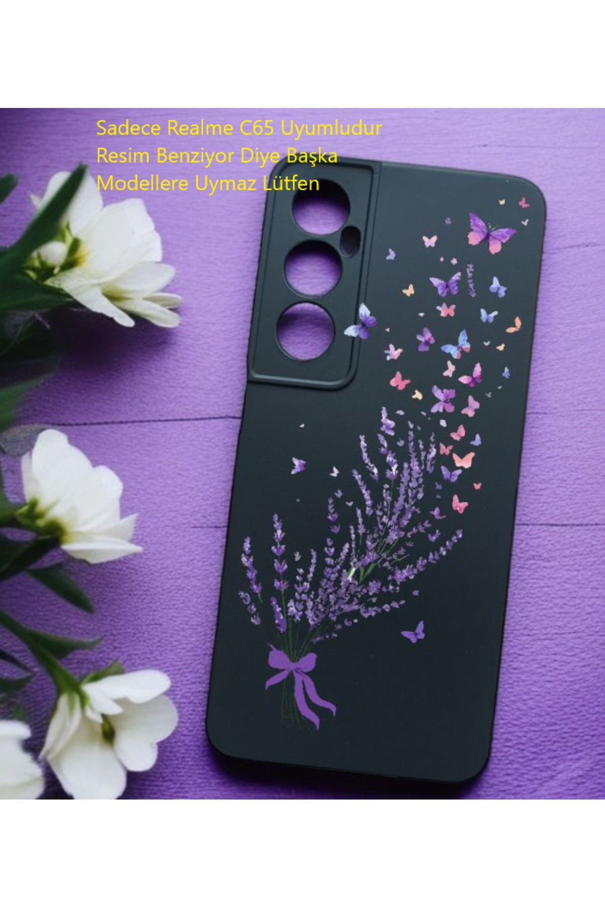 Kılıforyum Realme C65 Uyumlu Kılıf İçi Kadife Baskılı Kılıf