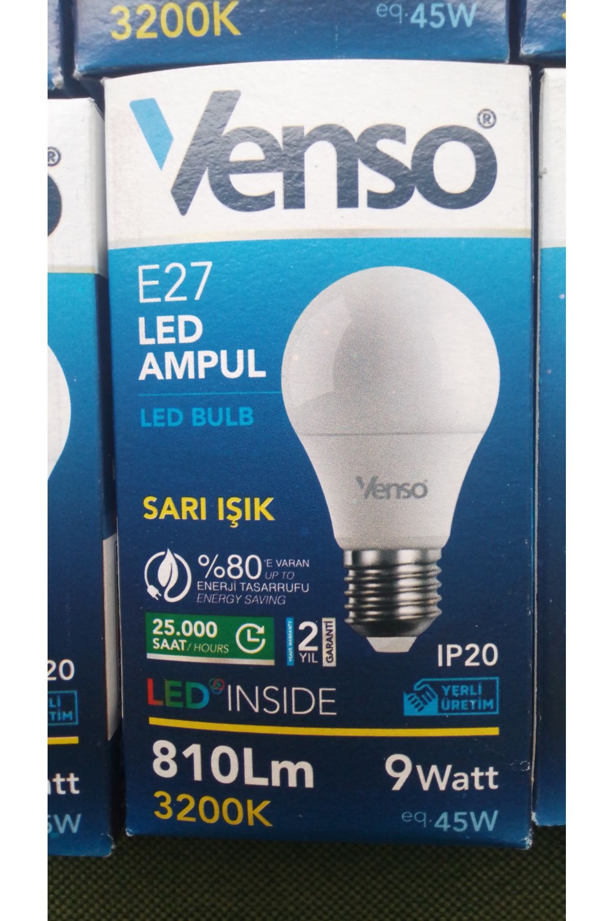 VENSO 9W LED AMPUL 10'LU PAKET SARI IŞIK