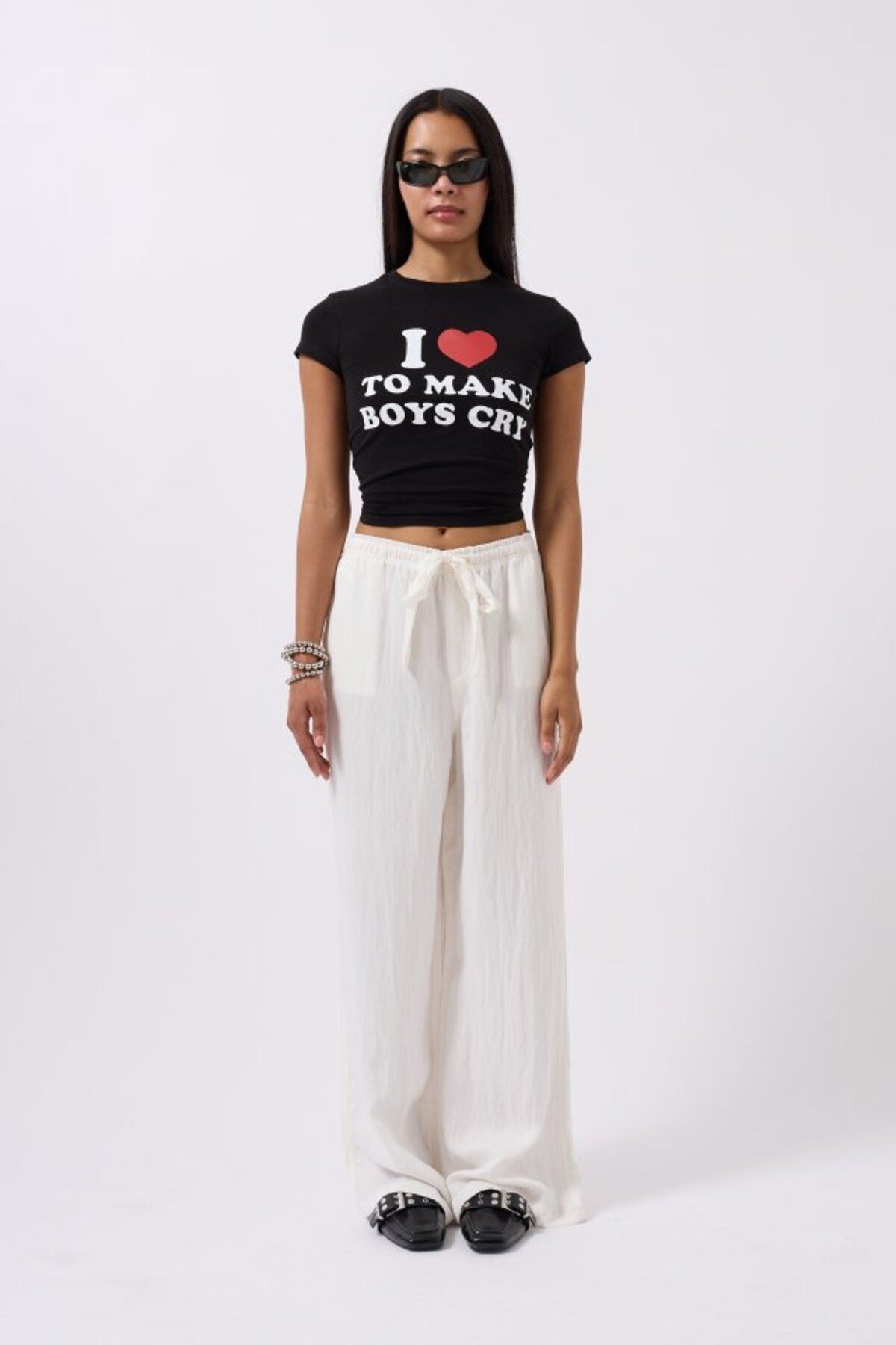 Albayrak Nakış Detay Baskılı Crop T-Shirt