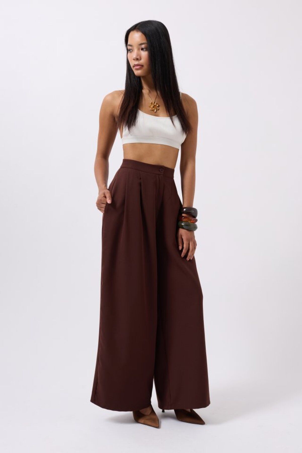 1001moda Casual Yüksek Bel Pantolon