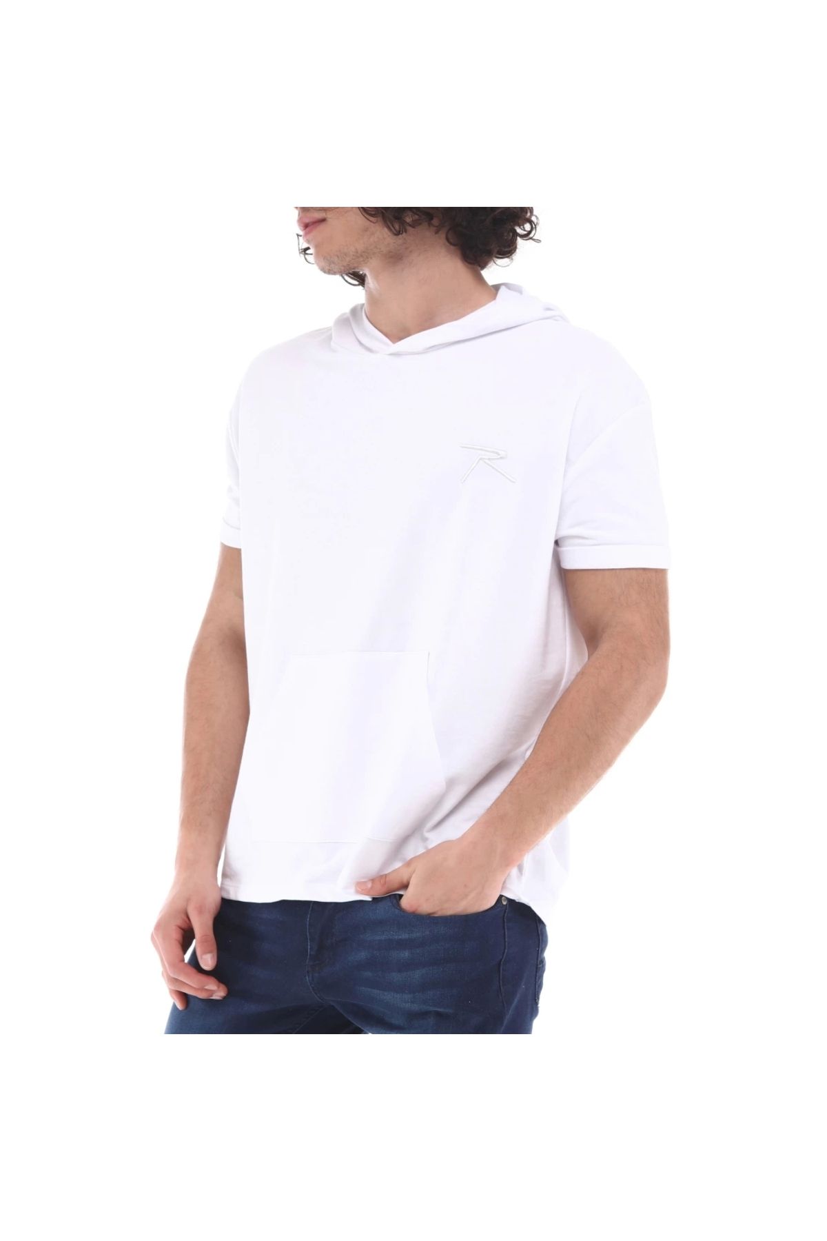 raru Pamuklu Kapüşonlu Kısa Kollu Sweatshirt OCULUS BEYAZ