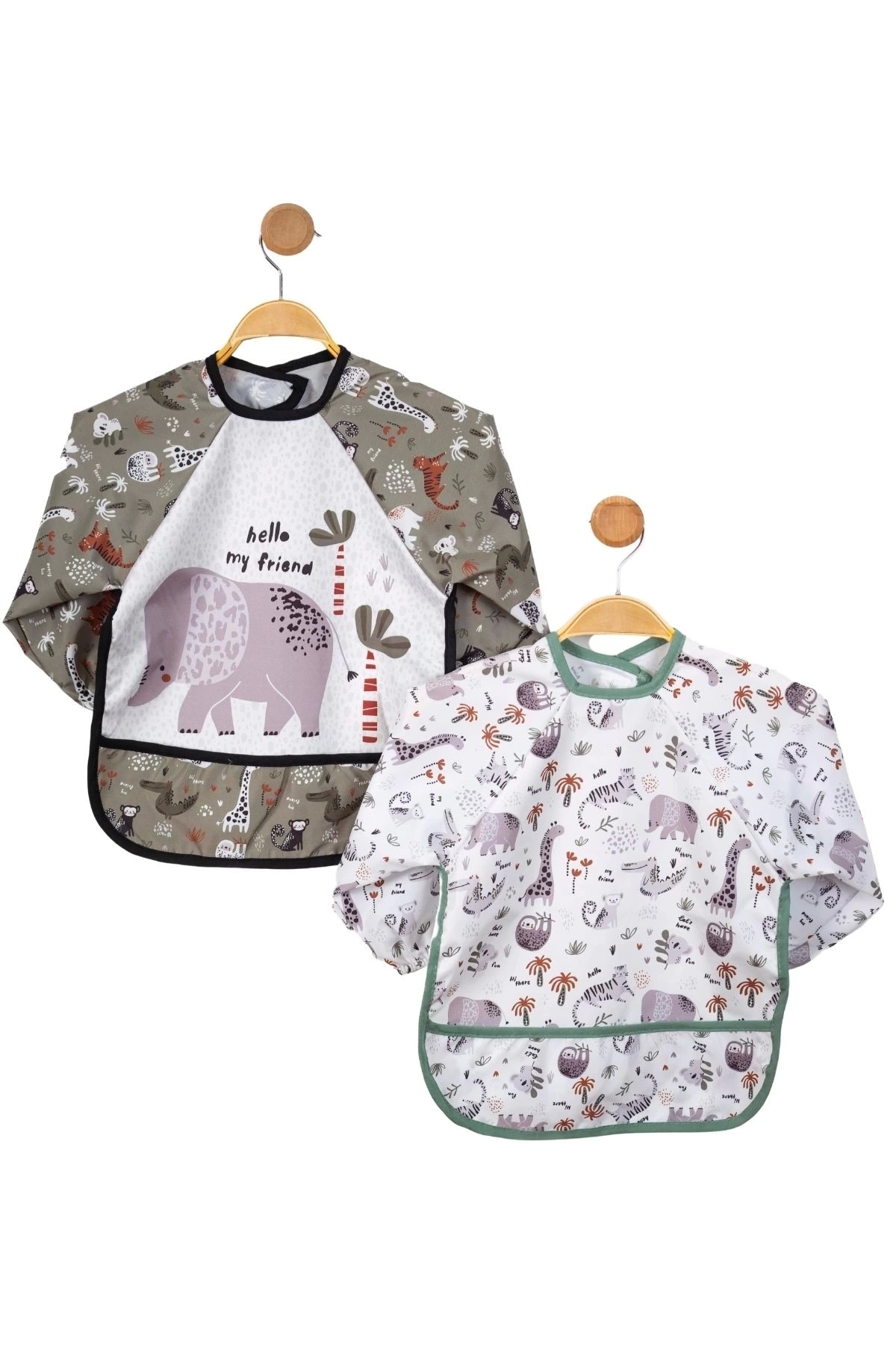 Babydonat Safari Fil Desenli 2'li Kombin Kollu Mama Önlüğü fotoğrafı 4 (önizleme)