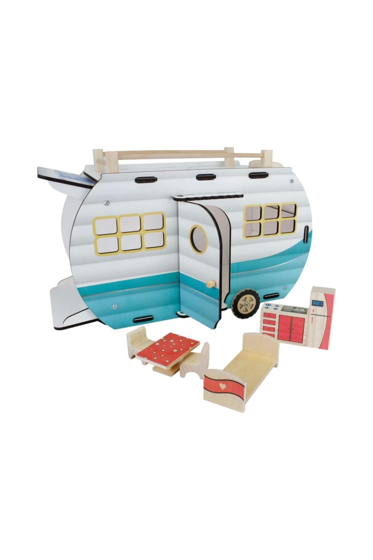 robotrend Çocuk Çg95 Ahşap Karavan Turkuaz -okutan