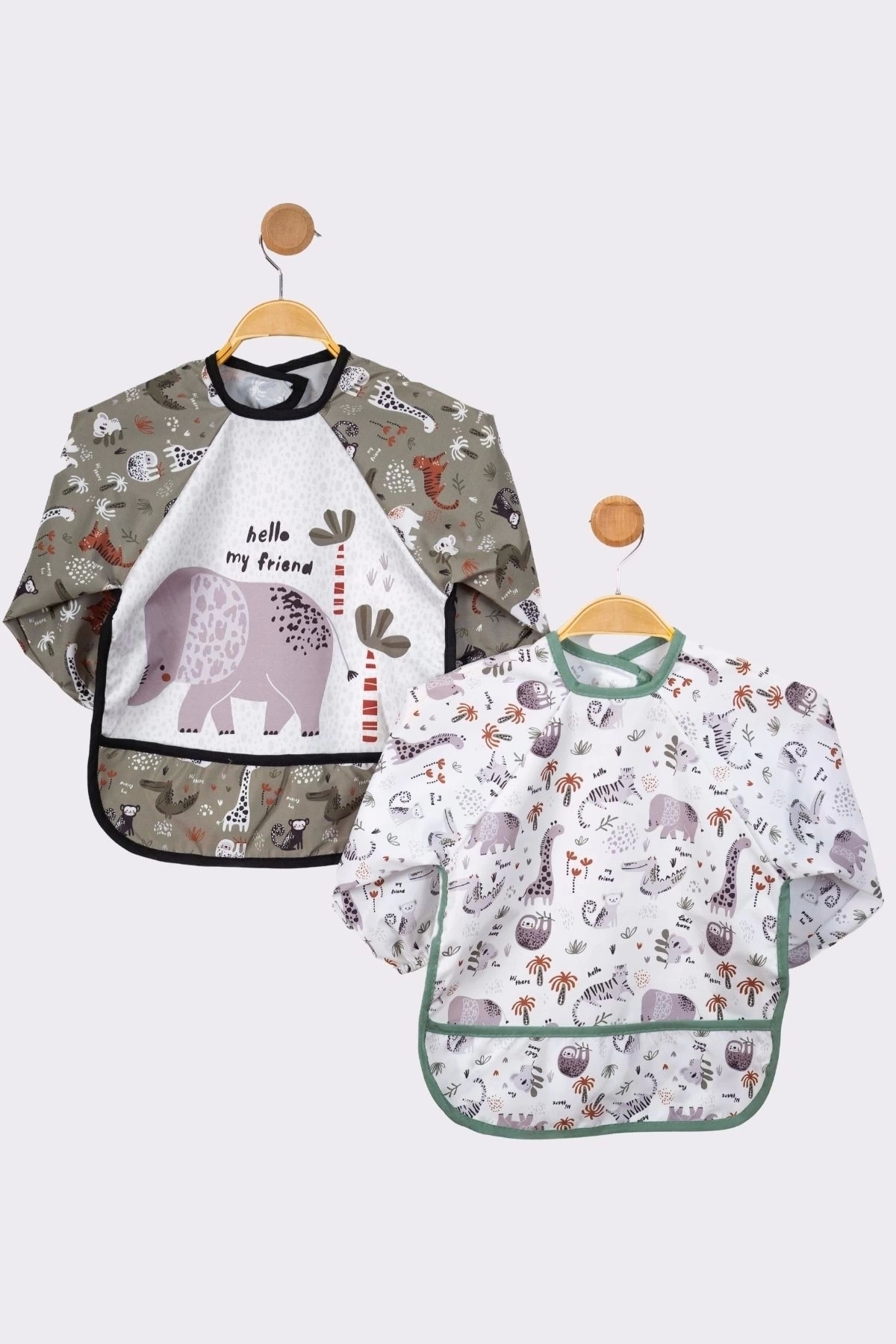 Babydonat Safari Fil Desenli 2'li Kombin Kollu Mama Önlüğü fotoğrafı 2 (önizleme)