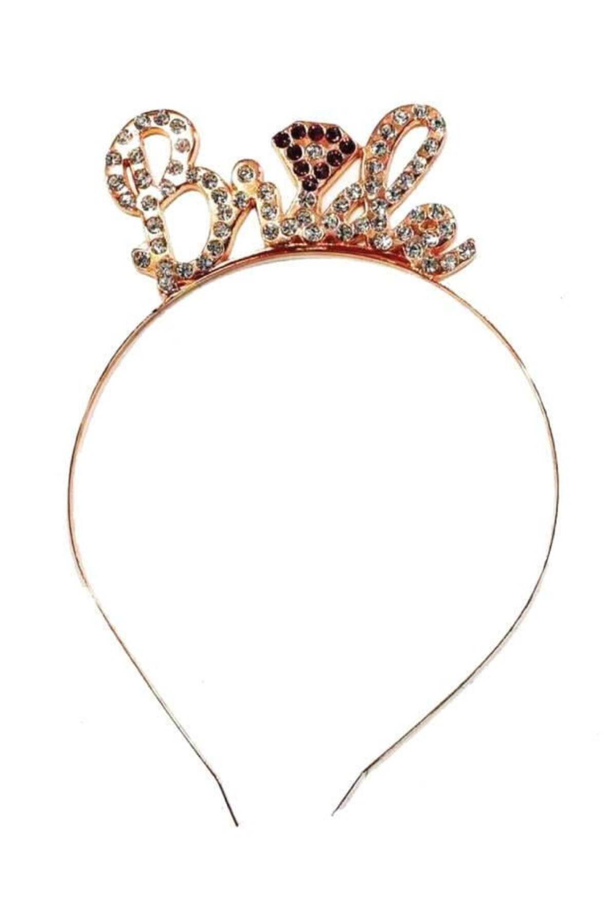 DODOMAR Bekarlığa Veda Bride Metal Elmaslı Taşlı Rosegold Taç