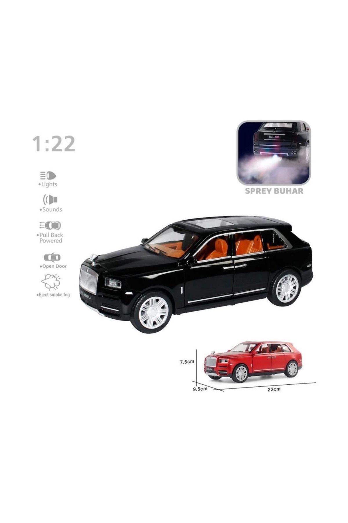 robotrend Çocuk Hcl-506A Çek Bırak 1:22 Sesli Ve Işıklı Buharlı Rr-Lüx Metal Jeep