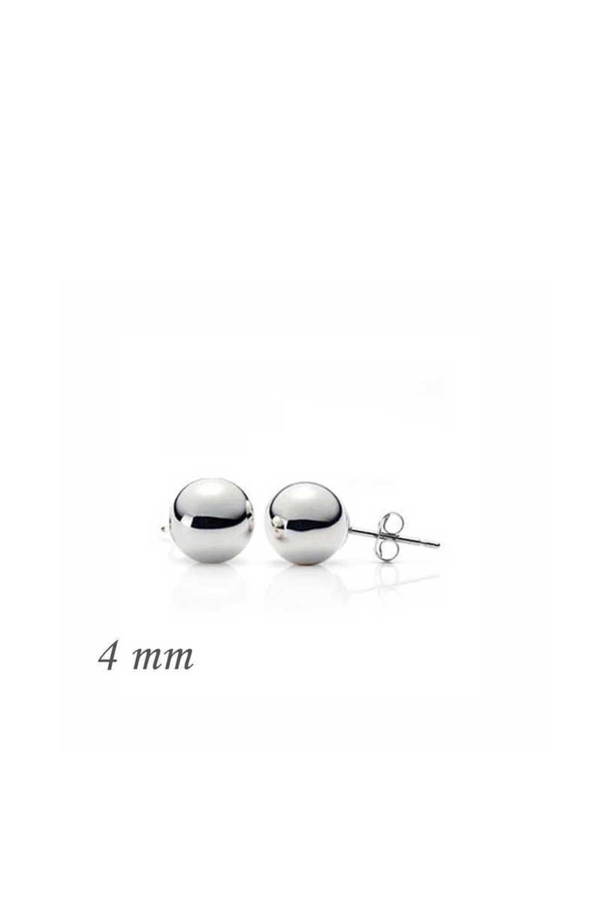 S PAZARIM Gümüş Top Küpe - 4 mm