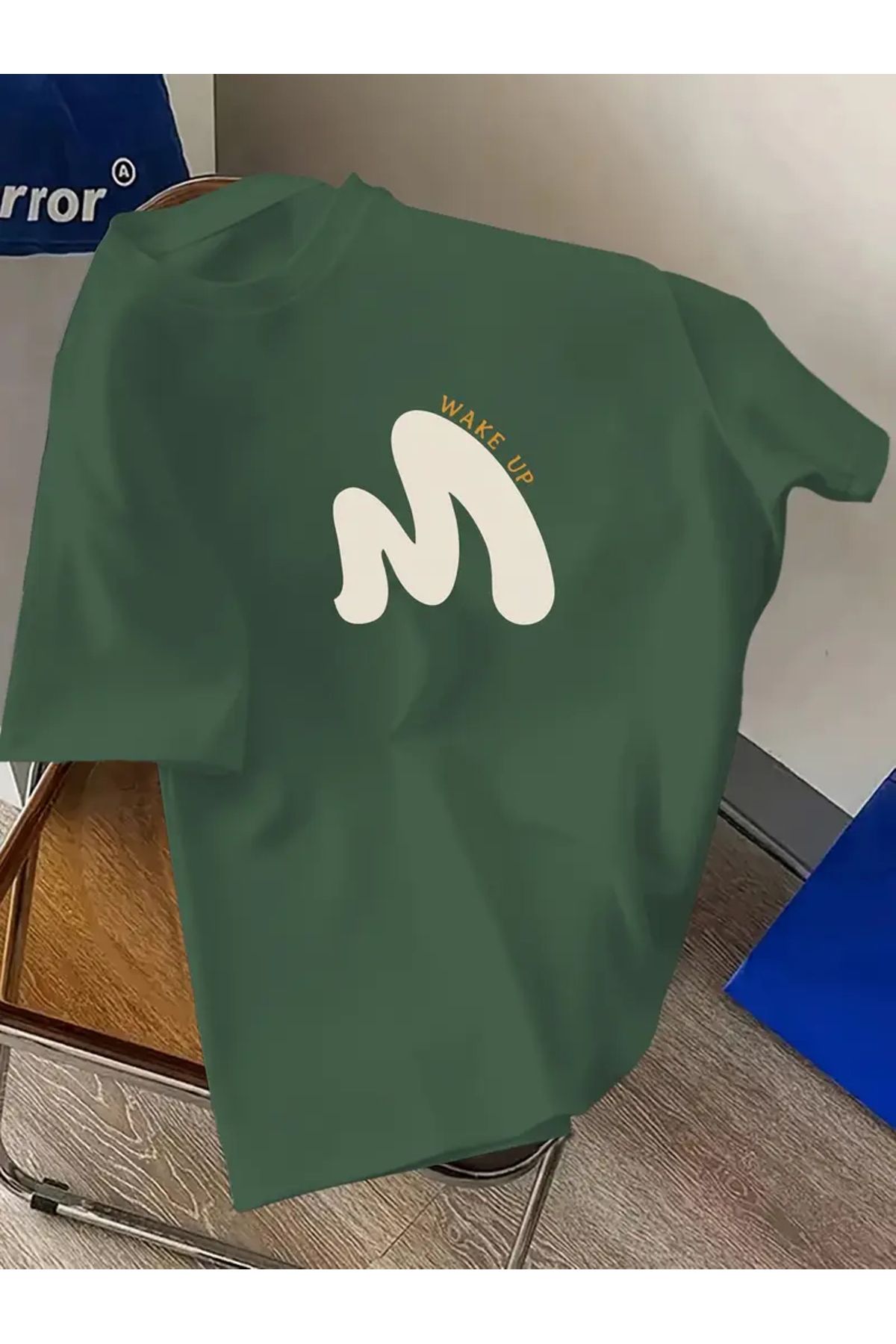 Trend Sizde Unisex Pamuklu Wake Up Ön Baskılı Tasarım Tshirt