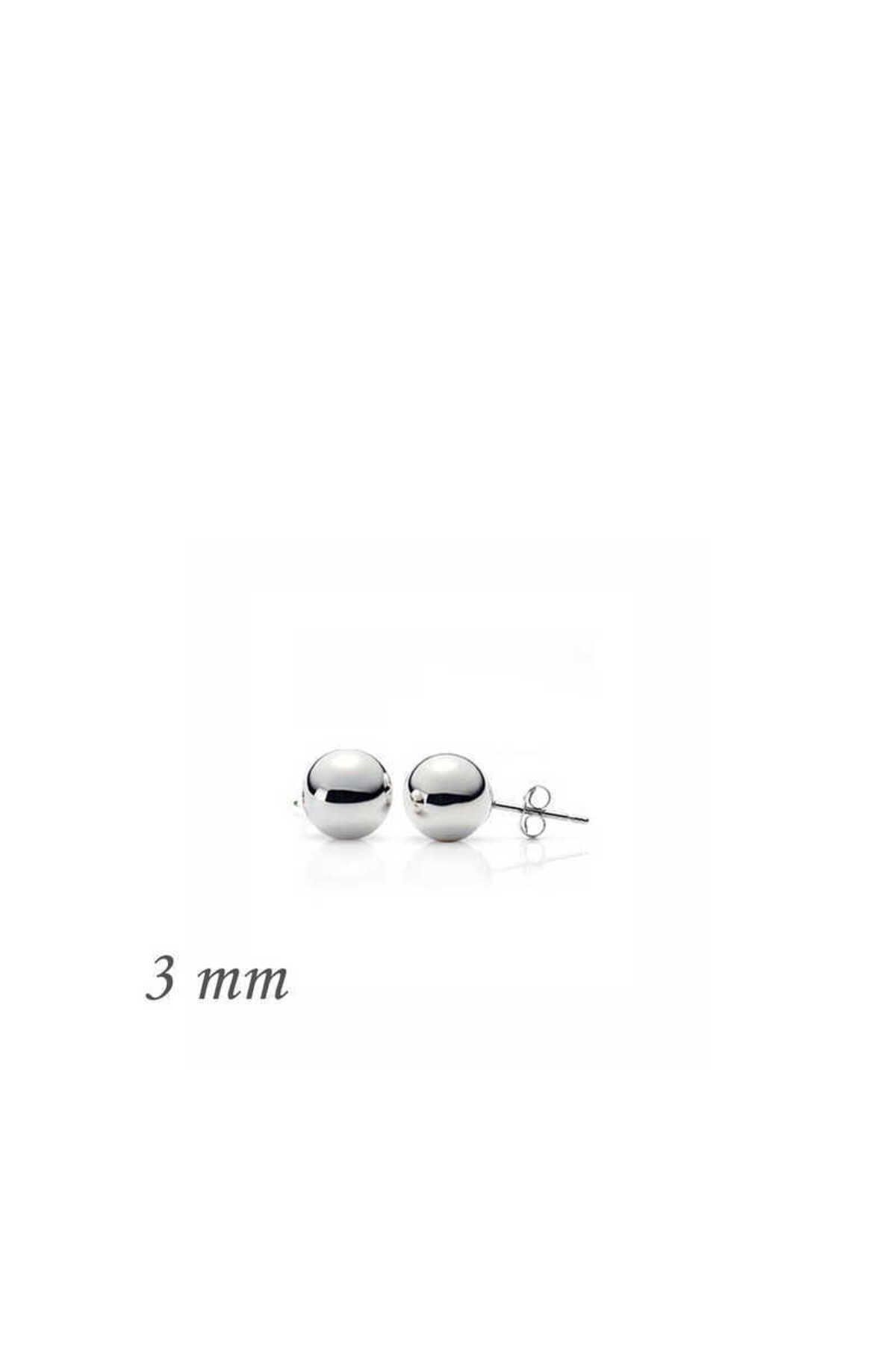 S PAZARIM Gümüş Top Küpe - 3 mm