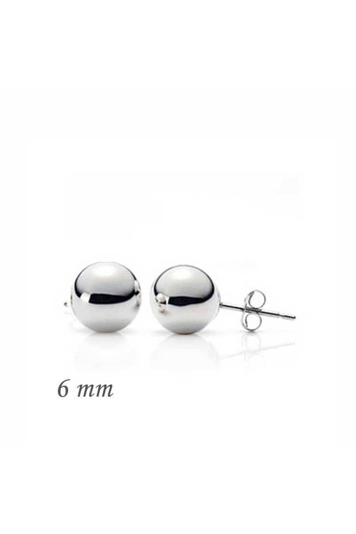 S PAZARIM Gümüş Top Küpe - 6 mm