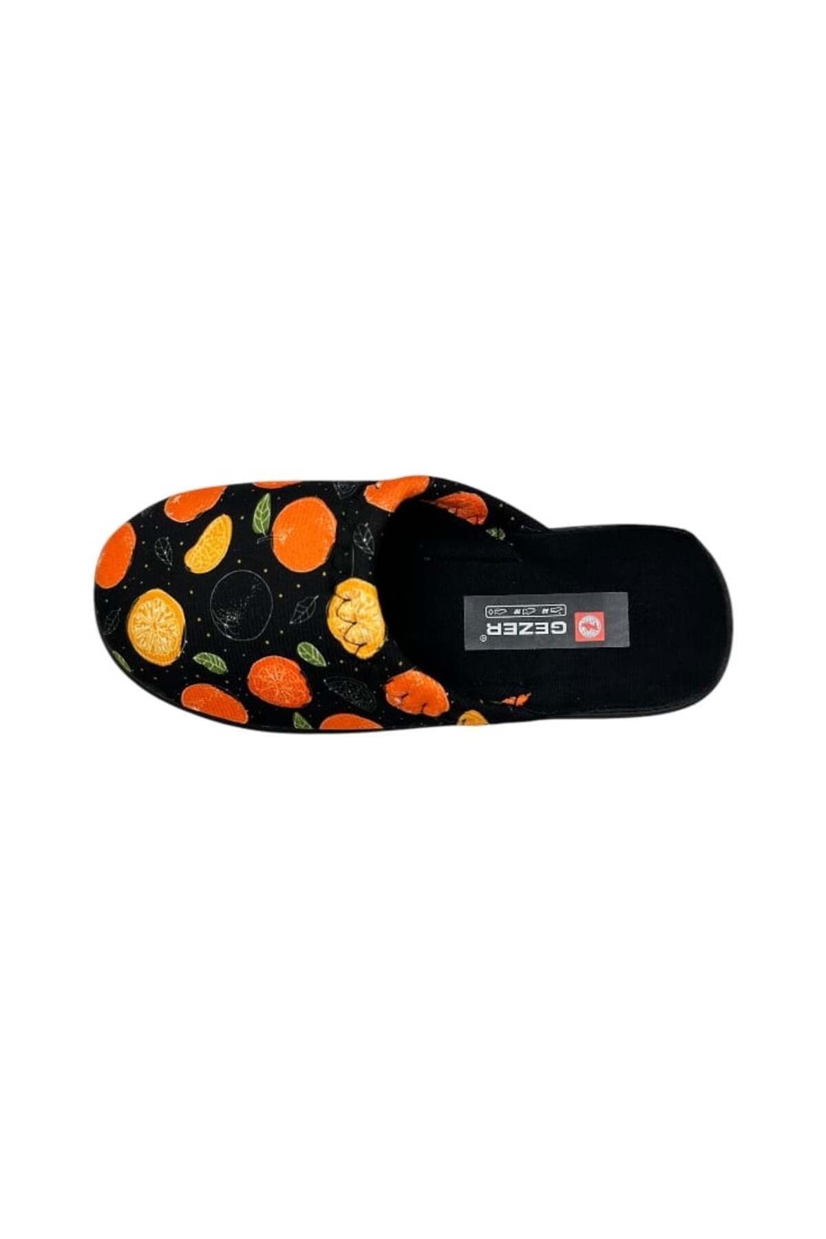 GEZER-Women's black slippers with fruit print, size 37, 23 centimeters - Comfortable and warm 3