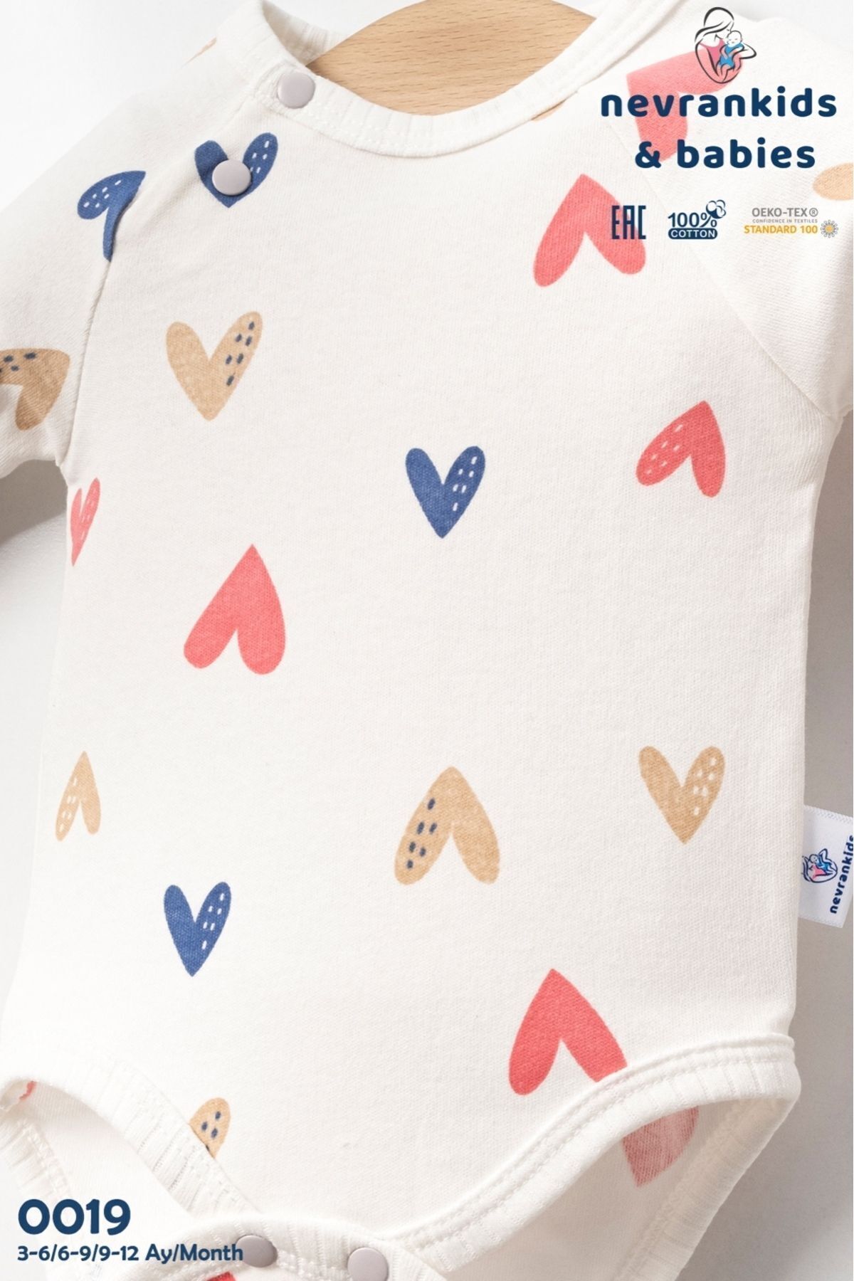 nevrankids Kız Bebek 3'lü Badili Renkli Kalpli Takım fotoğrafı 3 (önizleme)