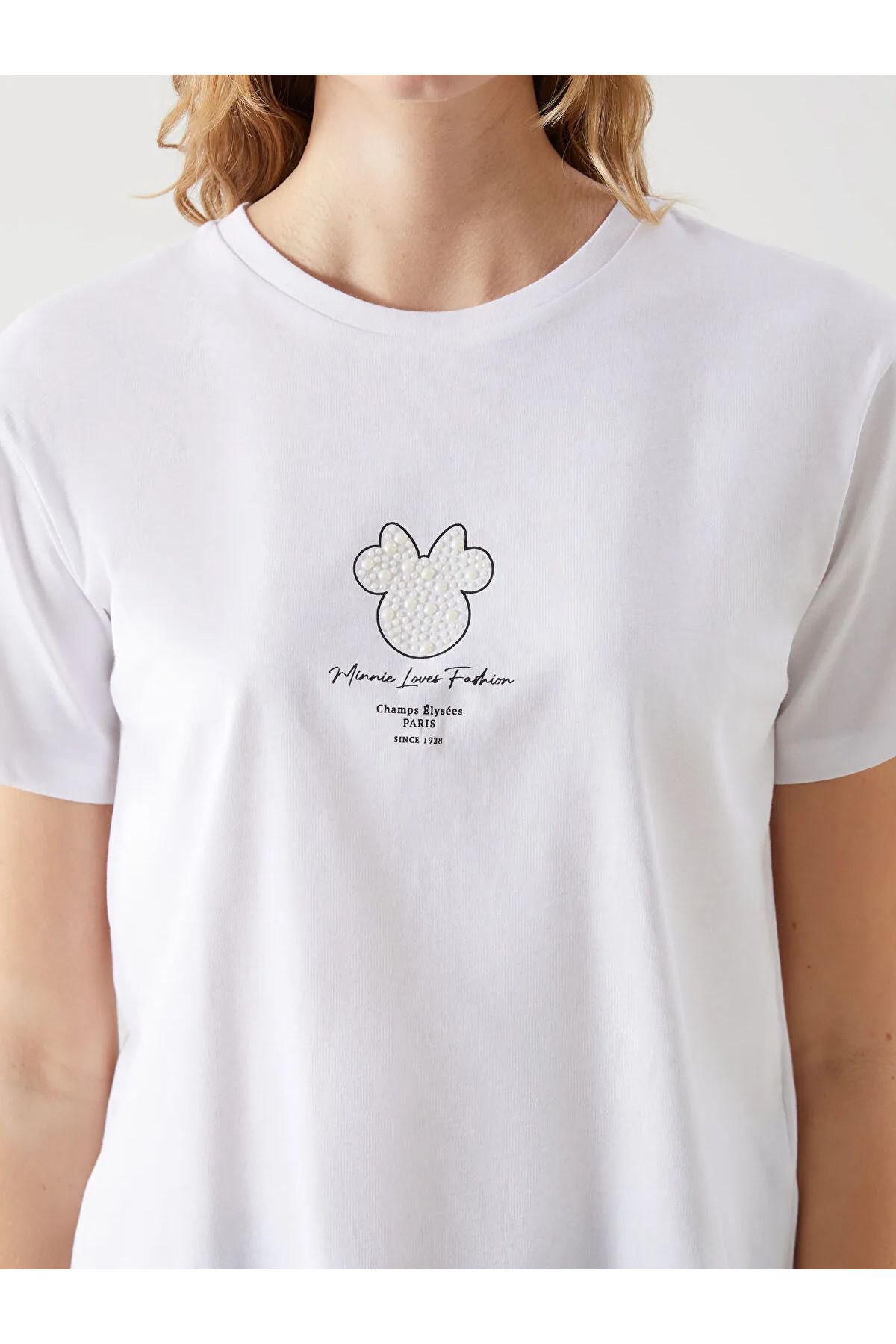 LC Waikiki Bisiklet Yaka Minnie Mouse Baskılı Kadın Tişört