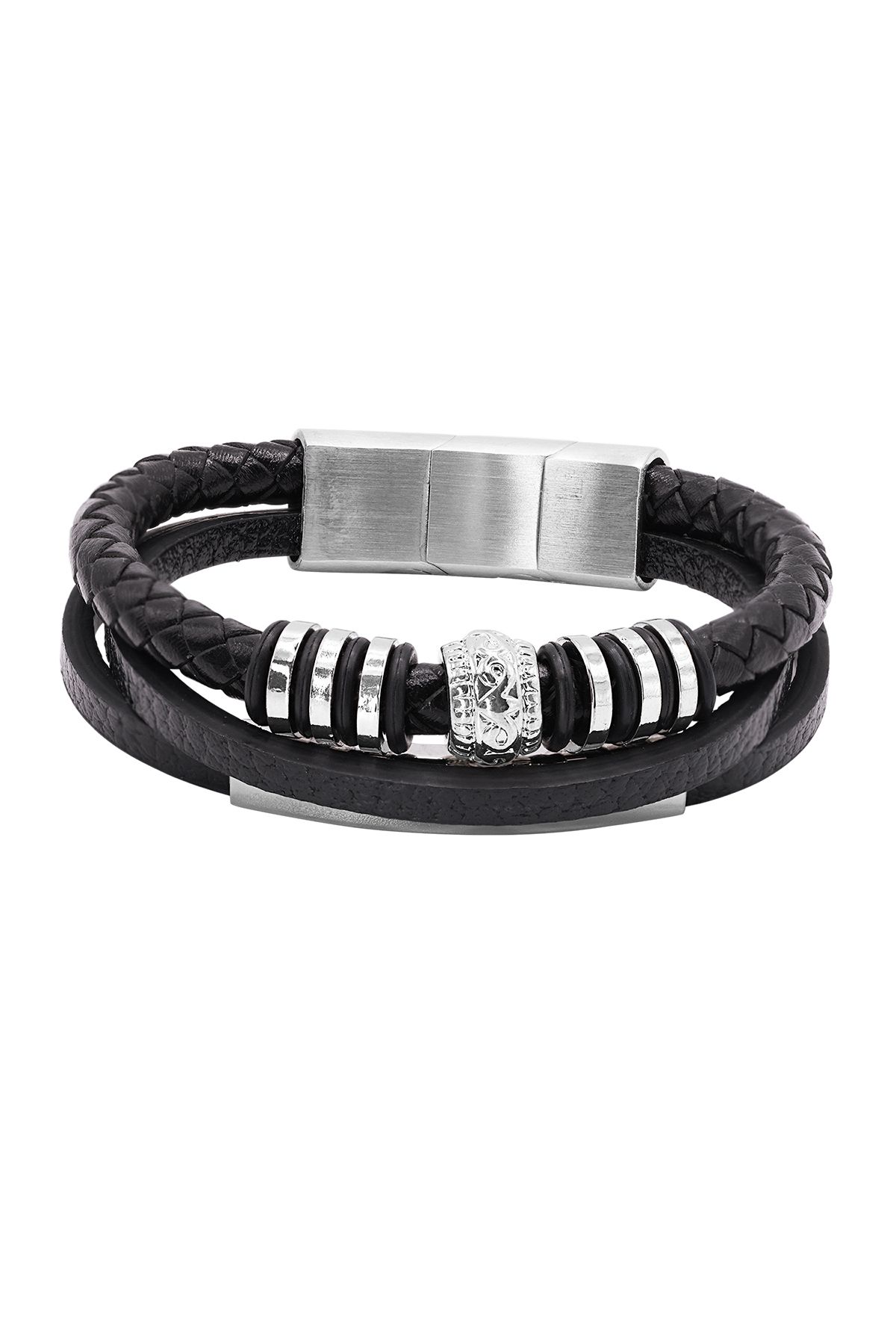 Heideman-Lederamband Herren Ocean Silberfarben Matt Festlich 1