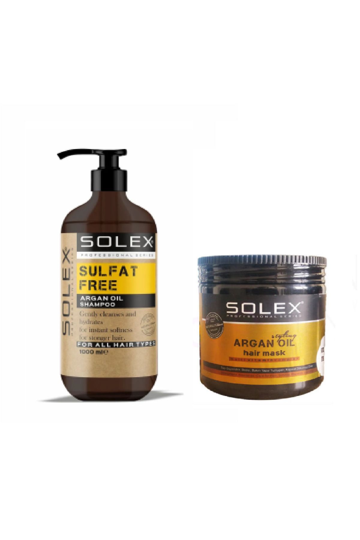Solex Sülfatsız Professıonal Serıes Argan Yağı Özlü Şampuan 1.000 ml+ Argan Yağlı Saç Maskesi 500 ML