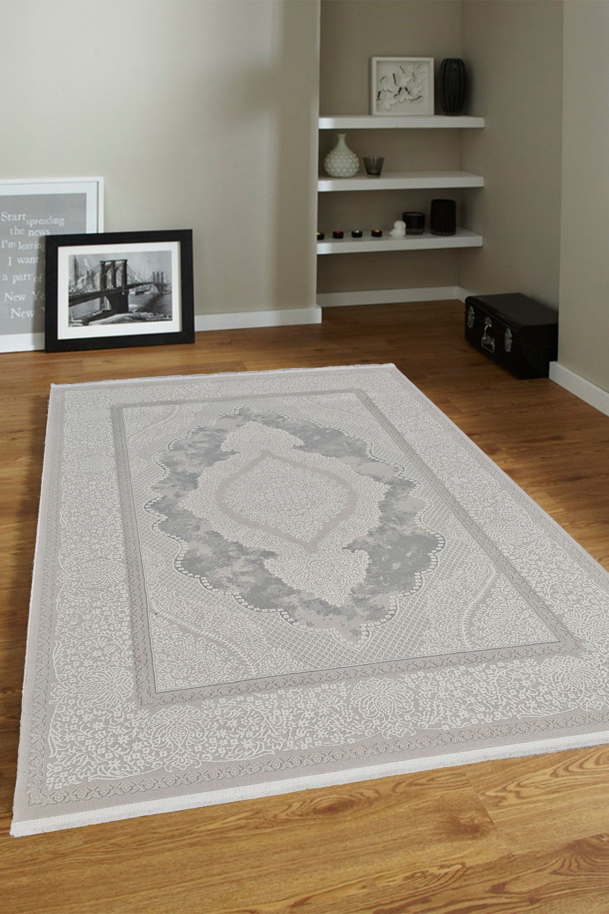 ünalcarpet 4m2-6m2 Bambu Tarz Modern Sık Dokuma Halı Salon Oturma Odası Mutfak Halısı Antialerjik Mavi