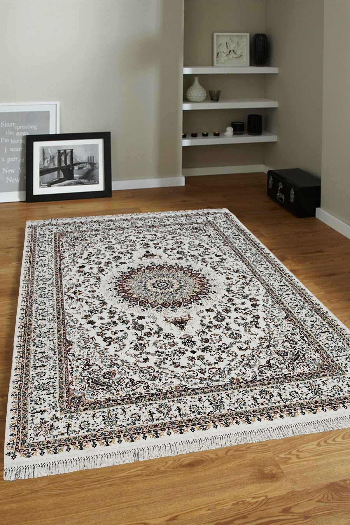ünalcarpet 4 Metrekare - 6 Metrekare Modern Salon Ve Oturma Odası Halısı Yumuşak Doku Antialerjik Ipek Krem