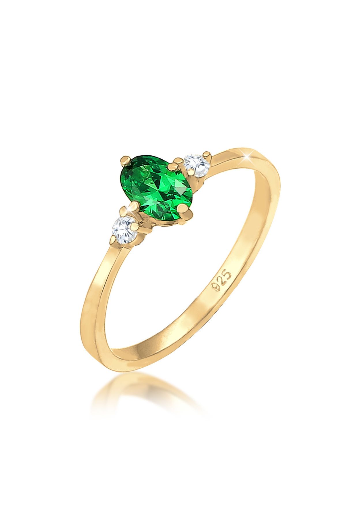 ELLI Ring Band Elegant Mit Zirkonia Kristallen Grün Aus 925 Sterling Silber für Damen - 52
