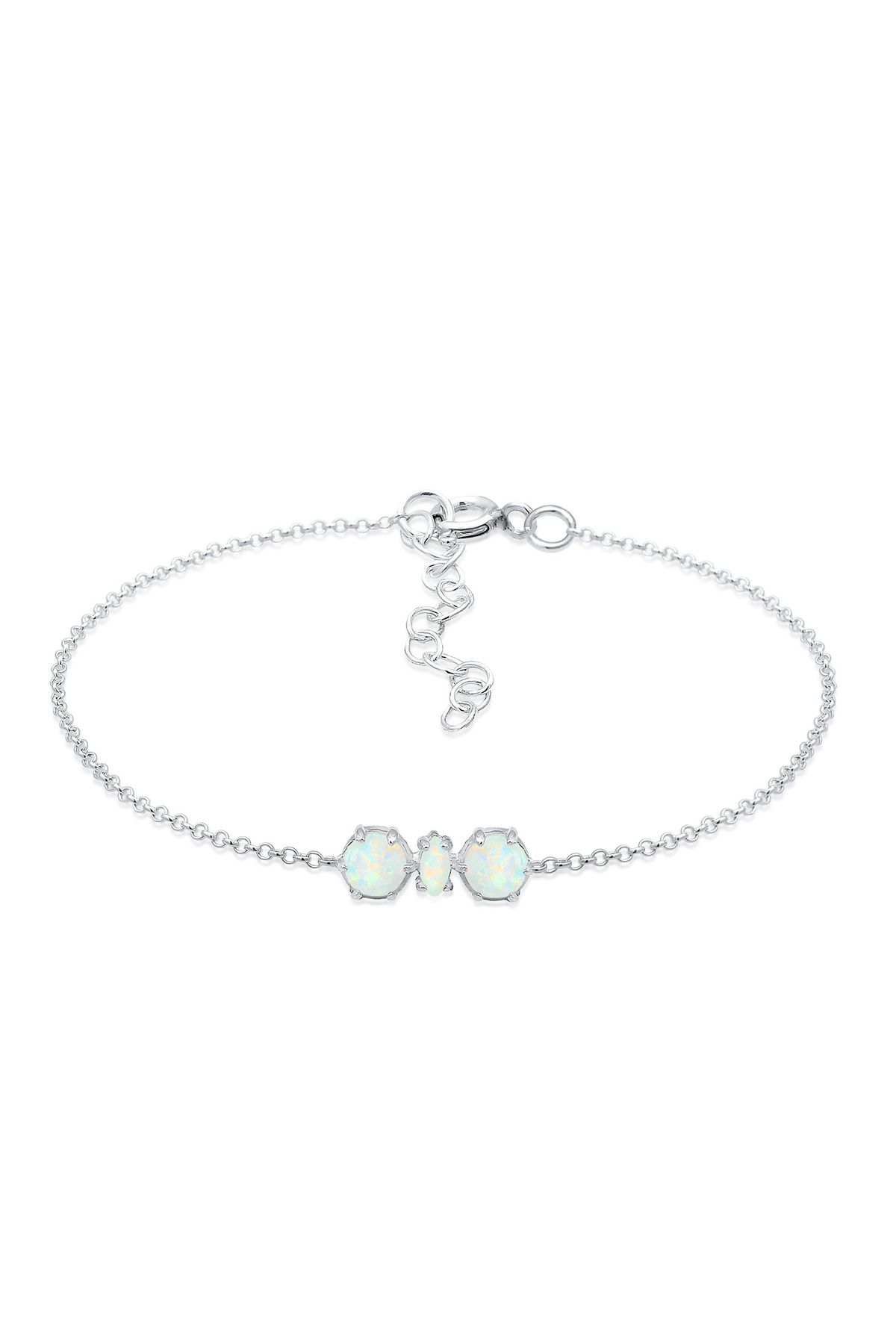 ELLI-Bracelet Armband Armkettchen Synthetischer Opal Trend 925 Silber 1