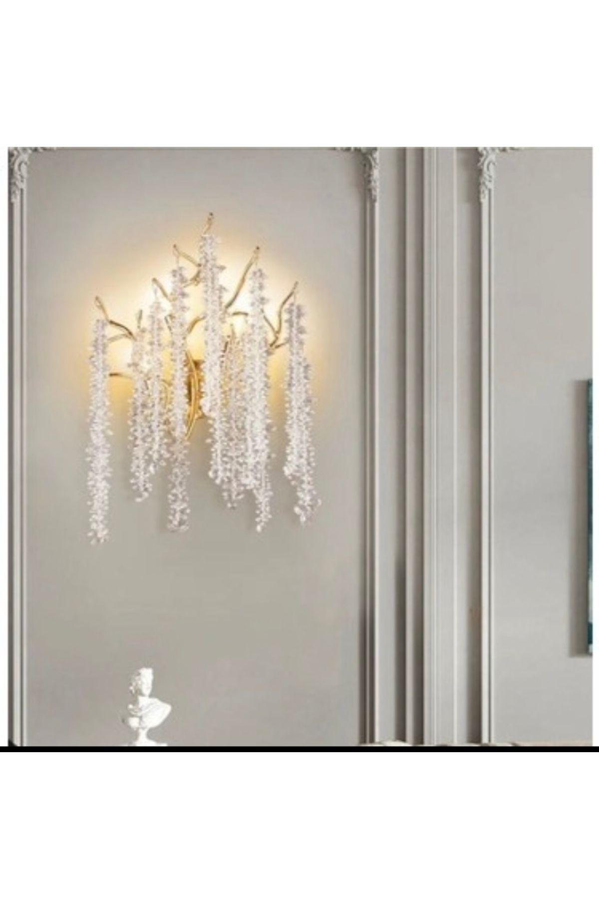 Home Luxury Exclusive Modern Diamond Pırlanta Kristal Taşlı Gold Sarı Üç Ampul Çıkışı Aplik