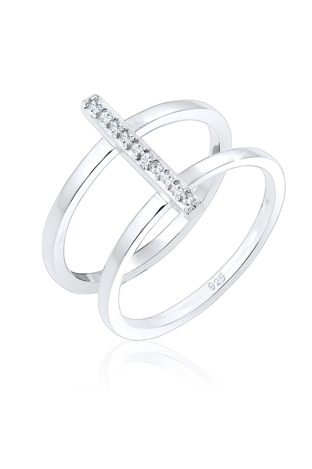 ELLI Ring Geo Kristalle 925 Sterling Silber für Damen - 52