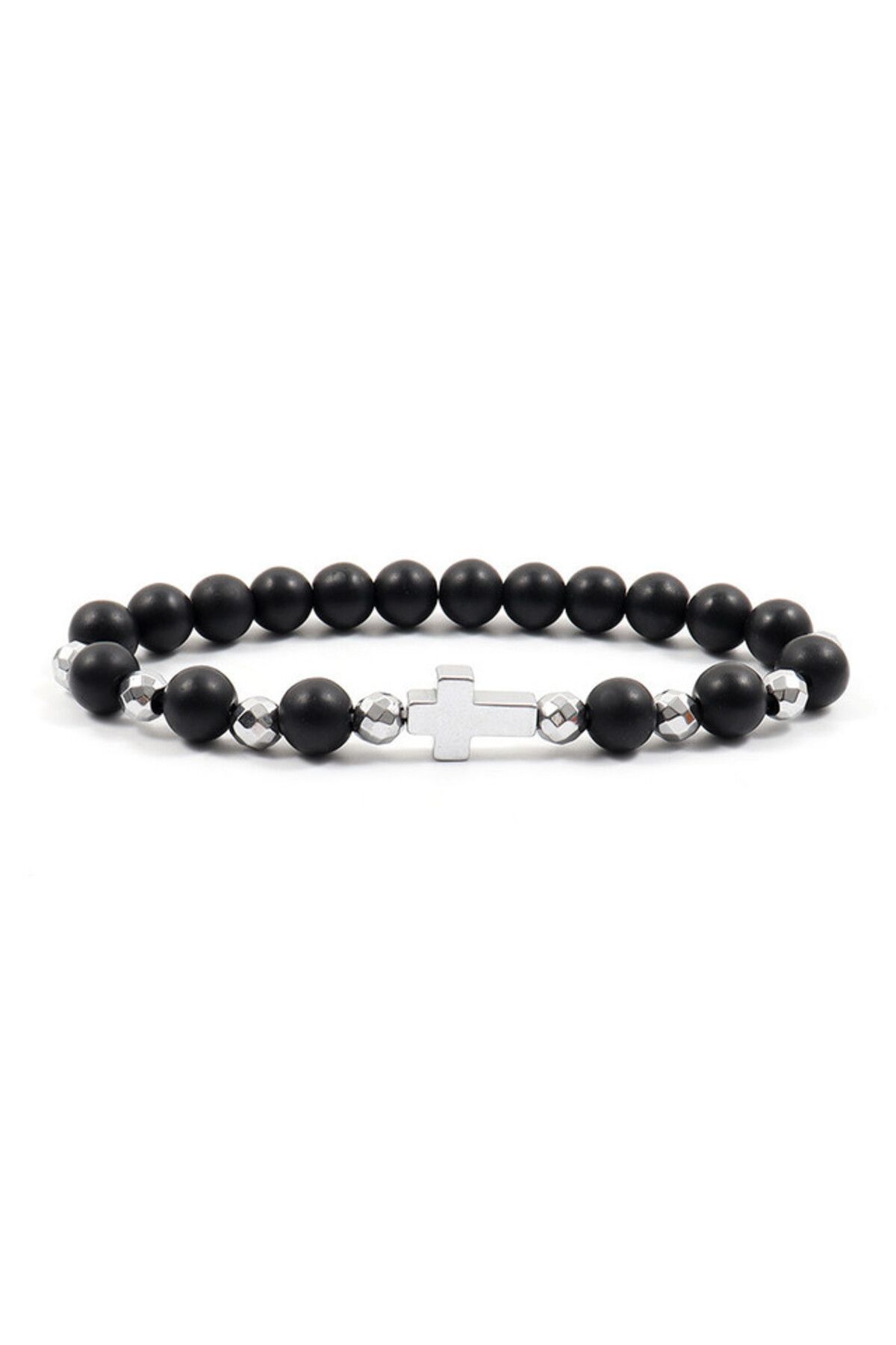 REDz Accessories Brățară Sfântă, Cruce, Mărgele, Pentru Bărbați, Elastic, Urban, Negru Masculin - Adjustable