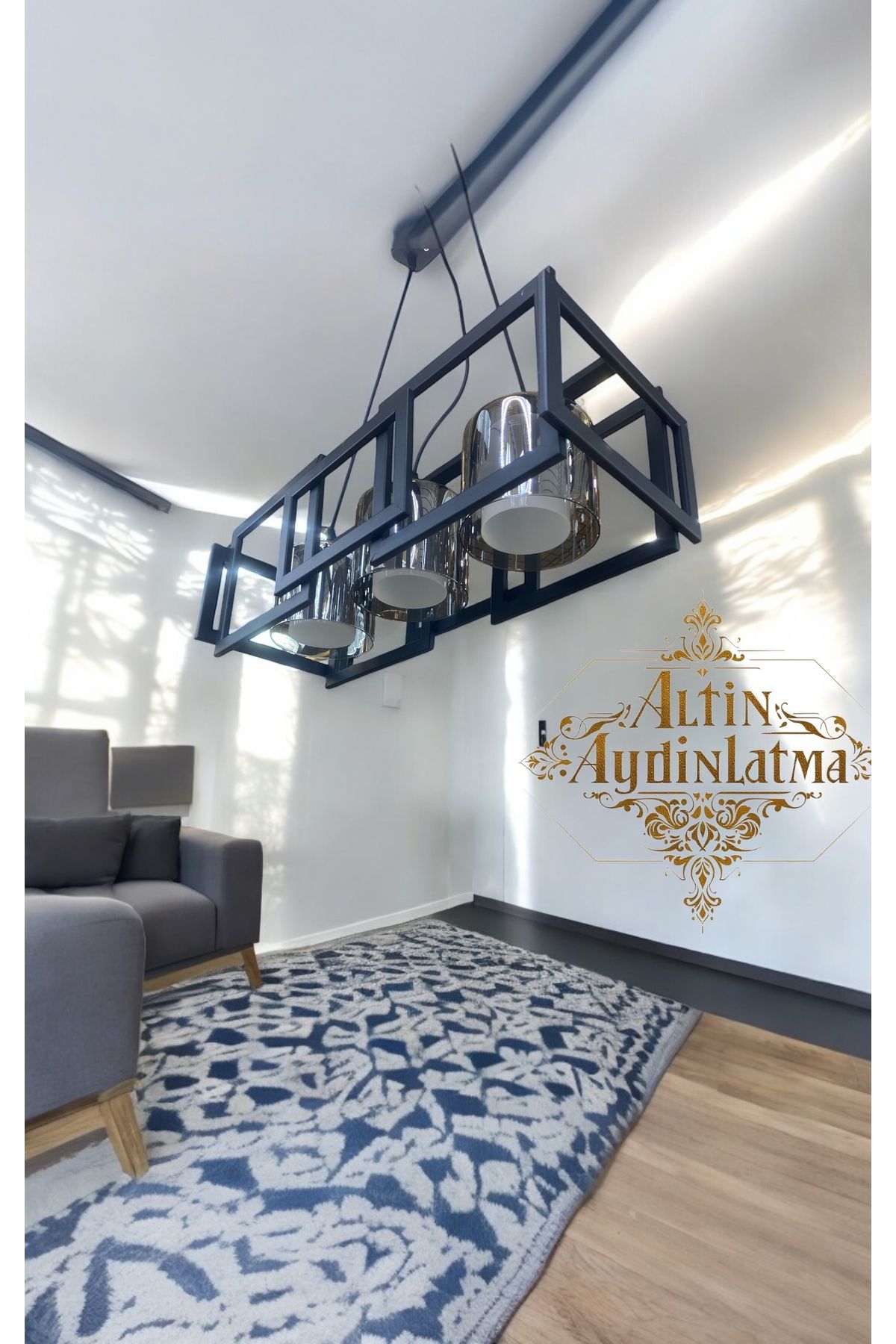 Home Modern 3lu çift Cam Kare Siyah Metal