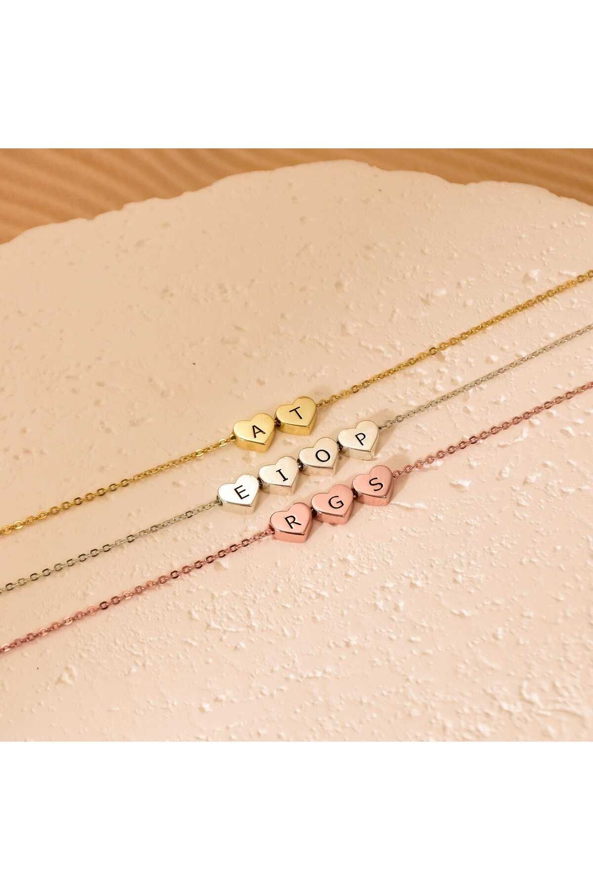 VESTA JEWELRY 925 Ayar Gümüş Kadın Kalp Model Harf Altın Kaplamalı Kolye