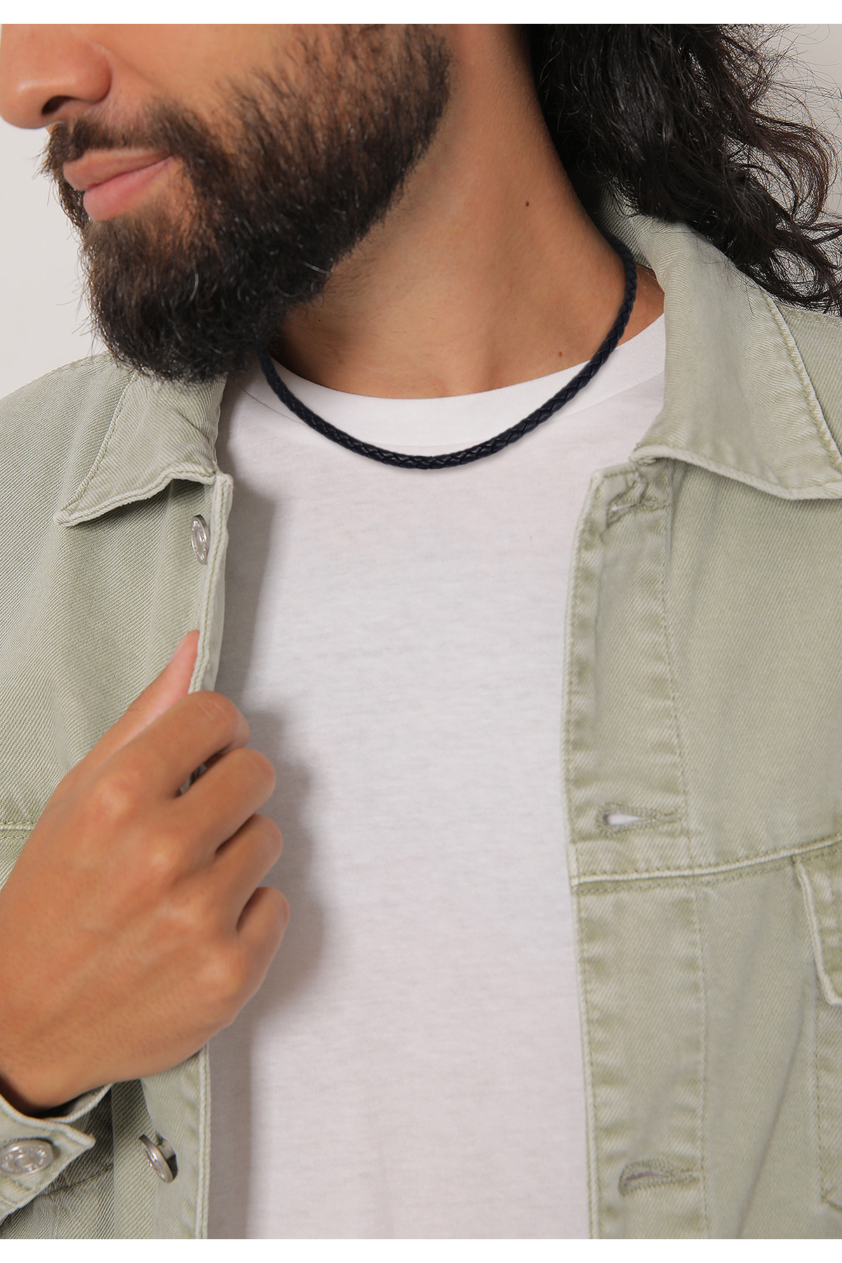 KUZZOI-Halskette Herren Echtleder Geflochten Basic Schwarz in 925 Sterling Silber 4