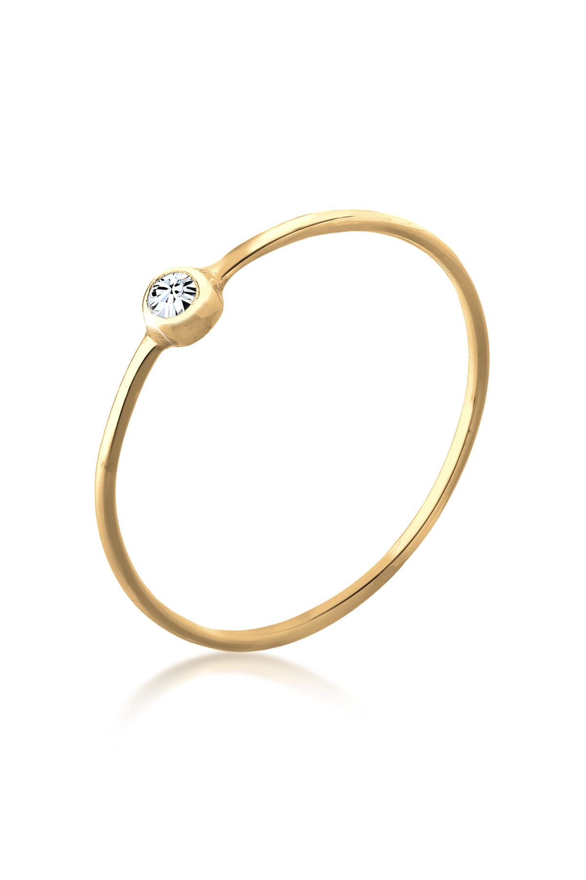 ELLI Ring – 925er Sterlingsilber Mit Solitärkristall für Damen - 56