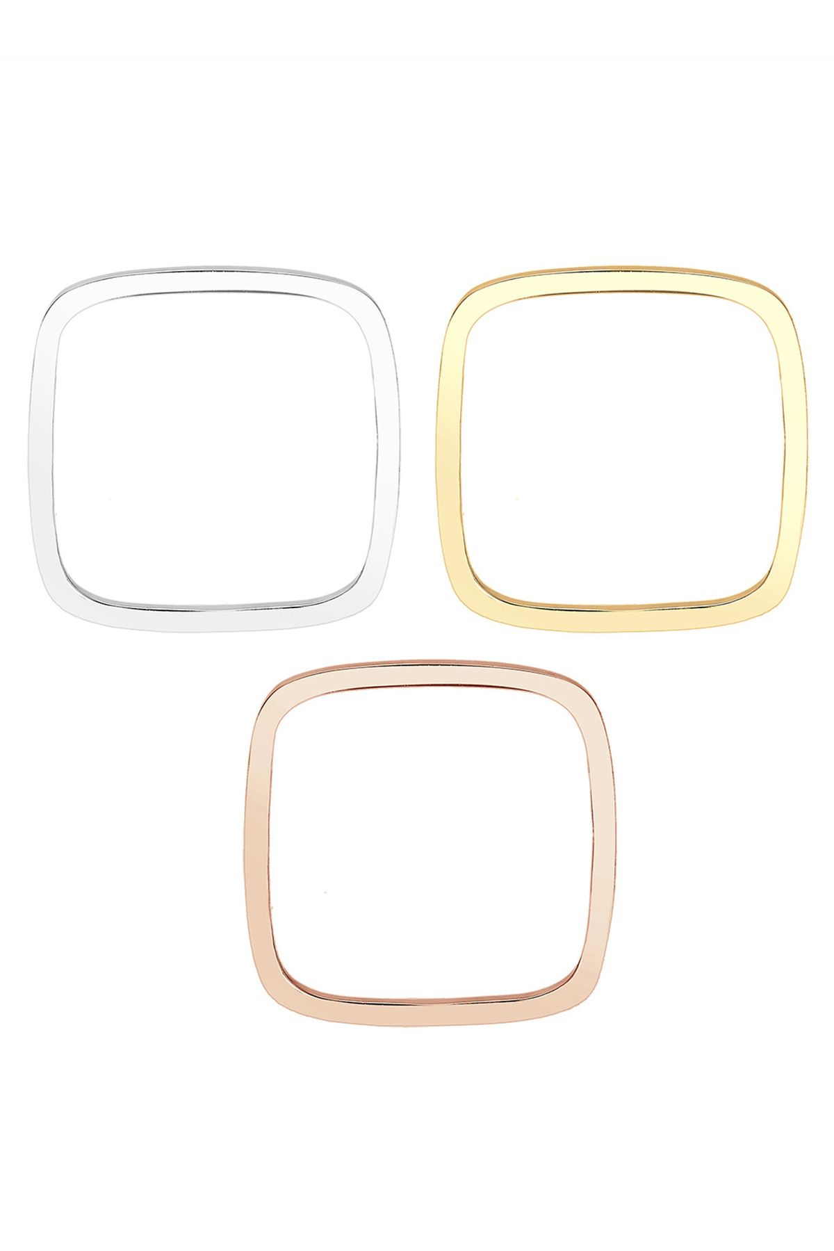 ELLI-Inel de damă Stack Set Basic Quadrangle Tri-Color în argint 925 3