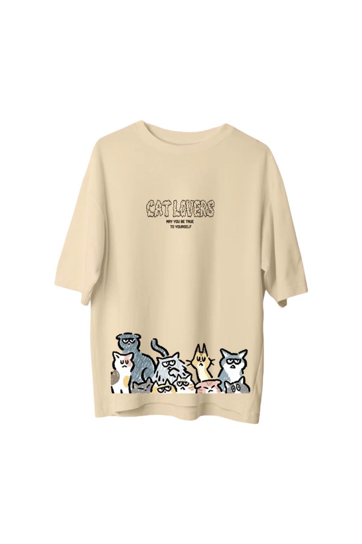 SVART WEAR Cat Lovers Baskılı T-Shirt Oversize Unisex Tişört