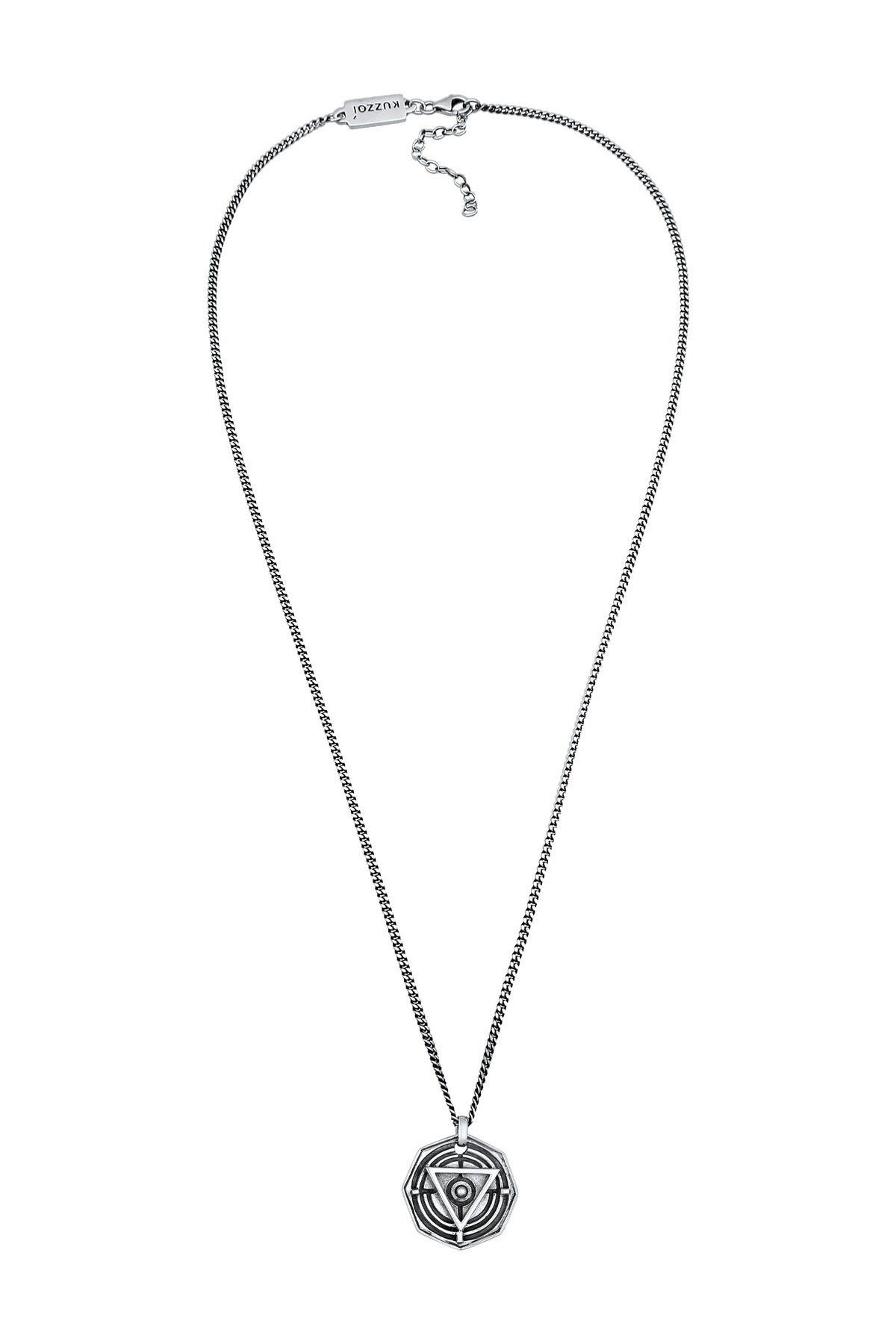 KUZZOI-Halskette Herren Amulette Anhänger Dreieck Kreis Symbol Magie in 925 Sterling Silber 3