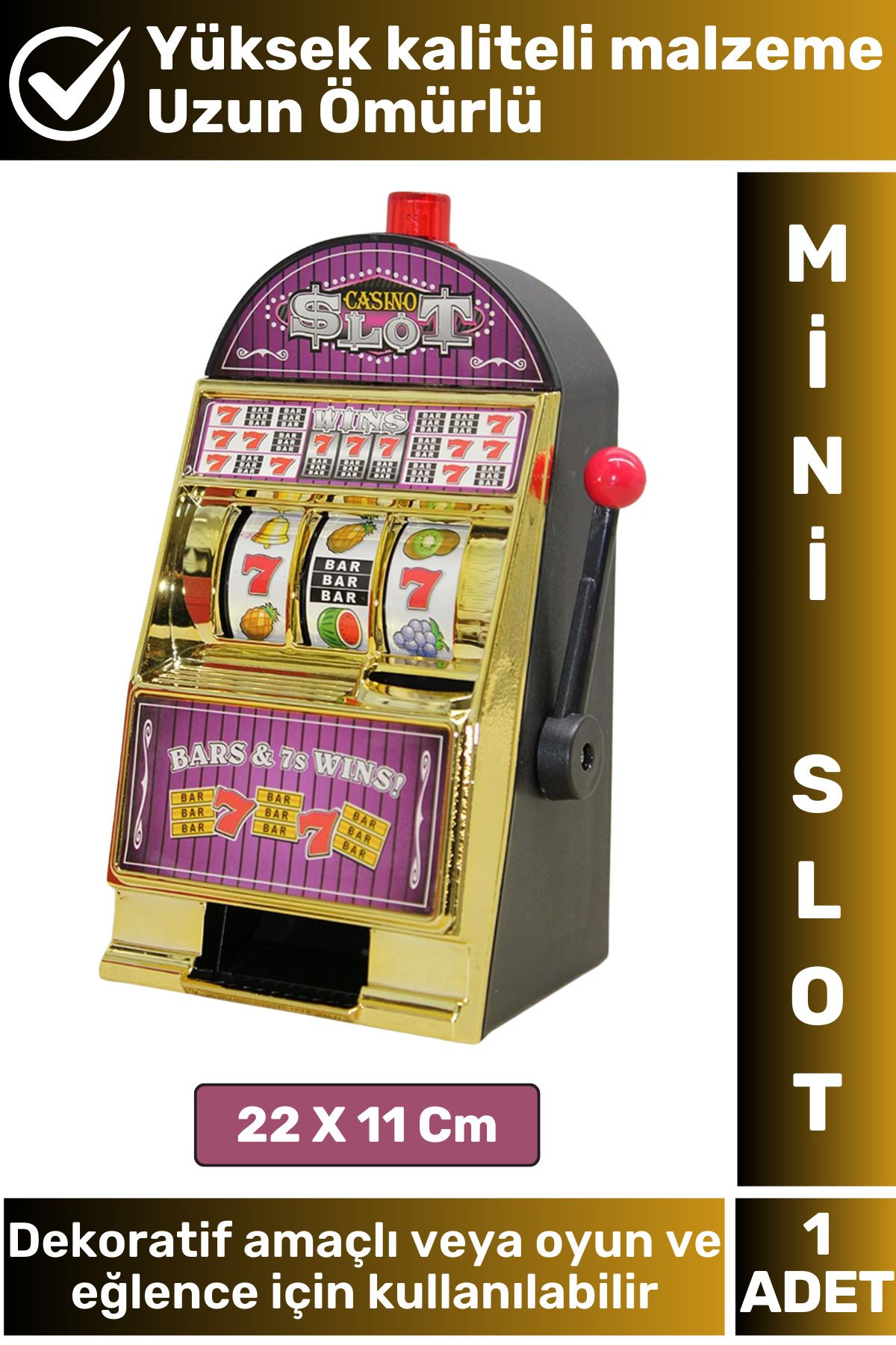 Wintoup Eğlenceli Çevirme Kollu Vip Casino Texas Portatif Ev Oyun Arkadaş Mini Slot Makinesi 22 X 11 Cm