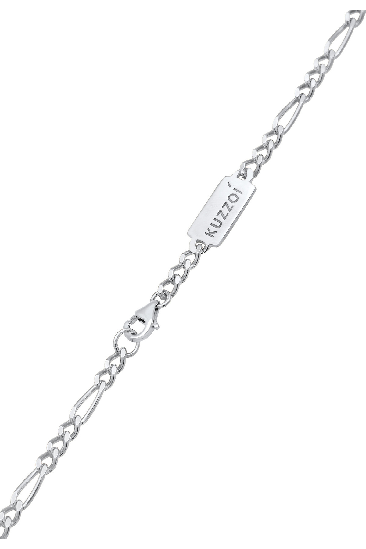 KUZZOI-Halskette Herren Kreuz Anhänger Basic Figaro in 925 Sterling Silber 5
