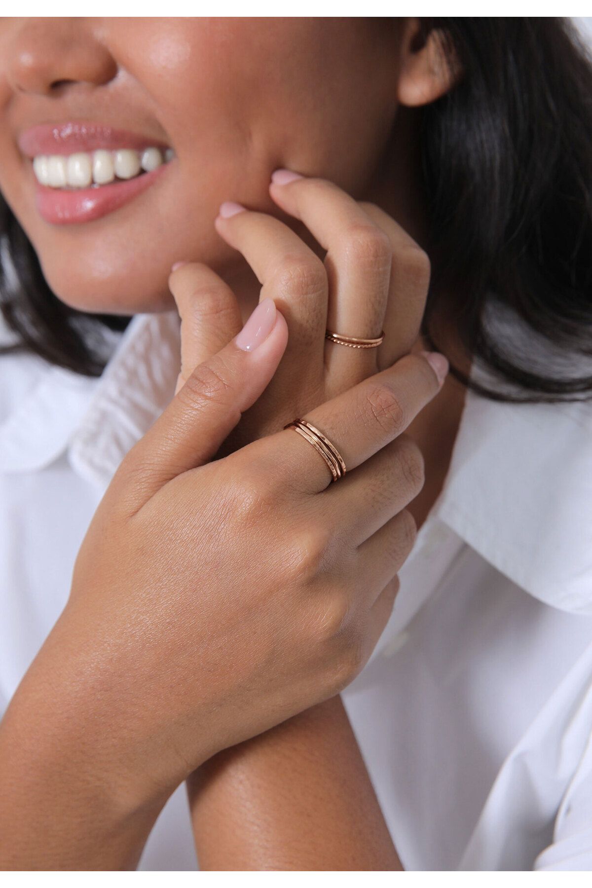 ELLI-Dámský prsten Band Set Stacking Minimal Trend Blogger Basic ze stříbra 925 5
