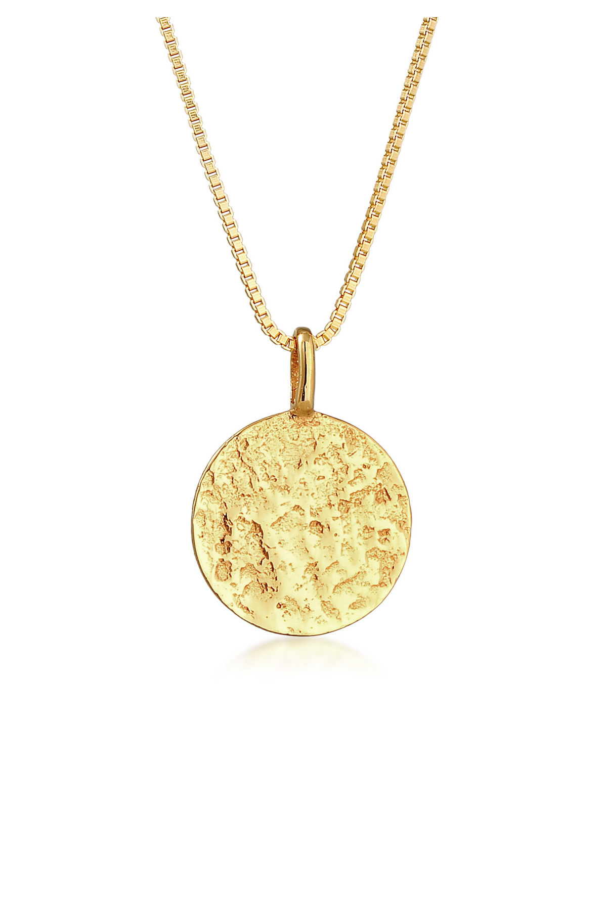 KUZZOI-Halskette Herren Plättchen Anhänger Basic gehämmert in 925 Sterling Silber 1